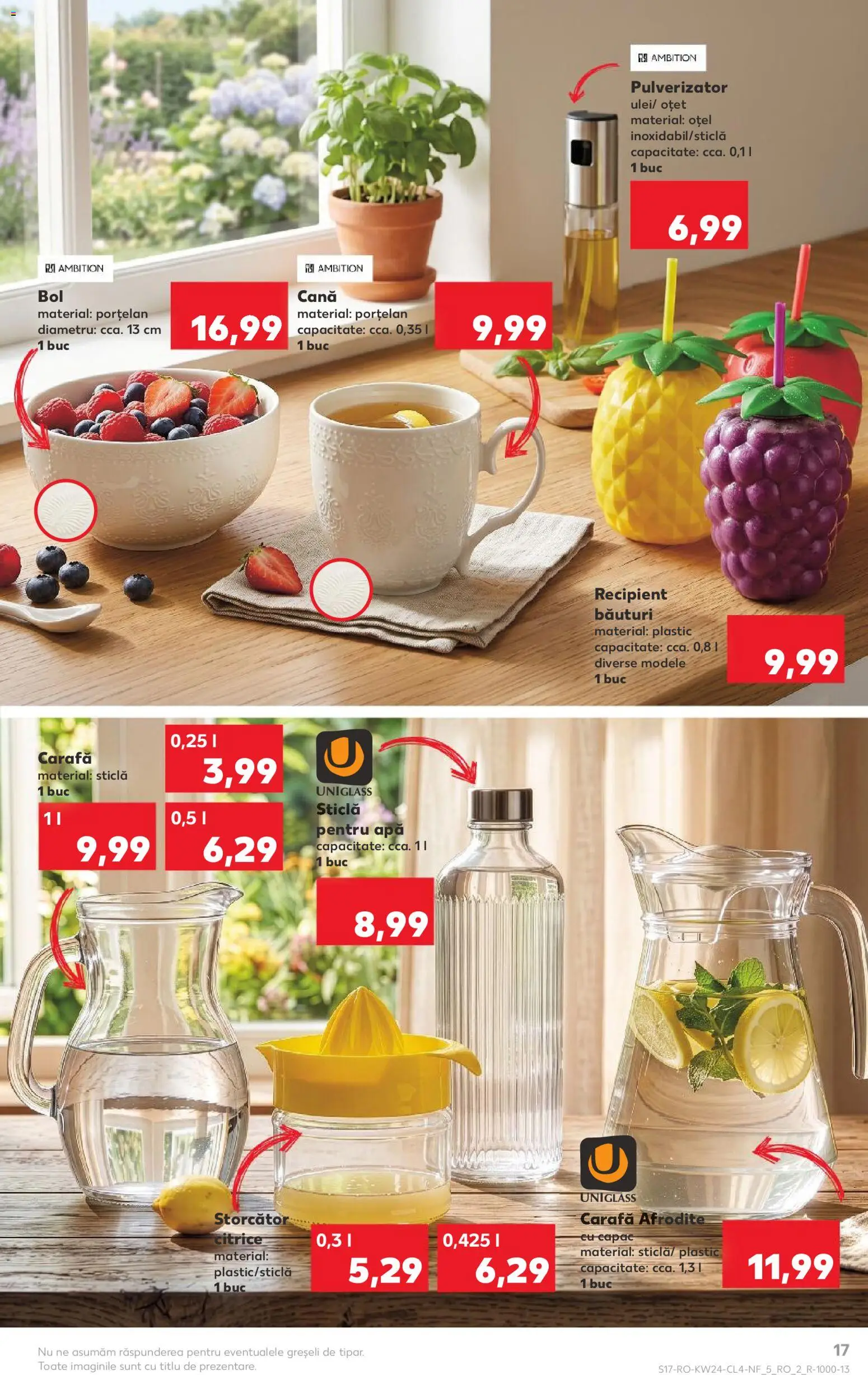 Noul catalog Kaufland – valabil de la 10.06.2026 | Pagină: 17 | Produse: Bol, Carafă, Oțet, Apă