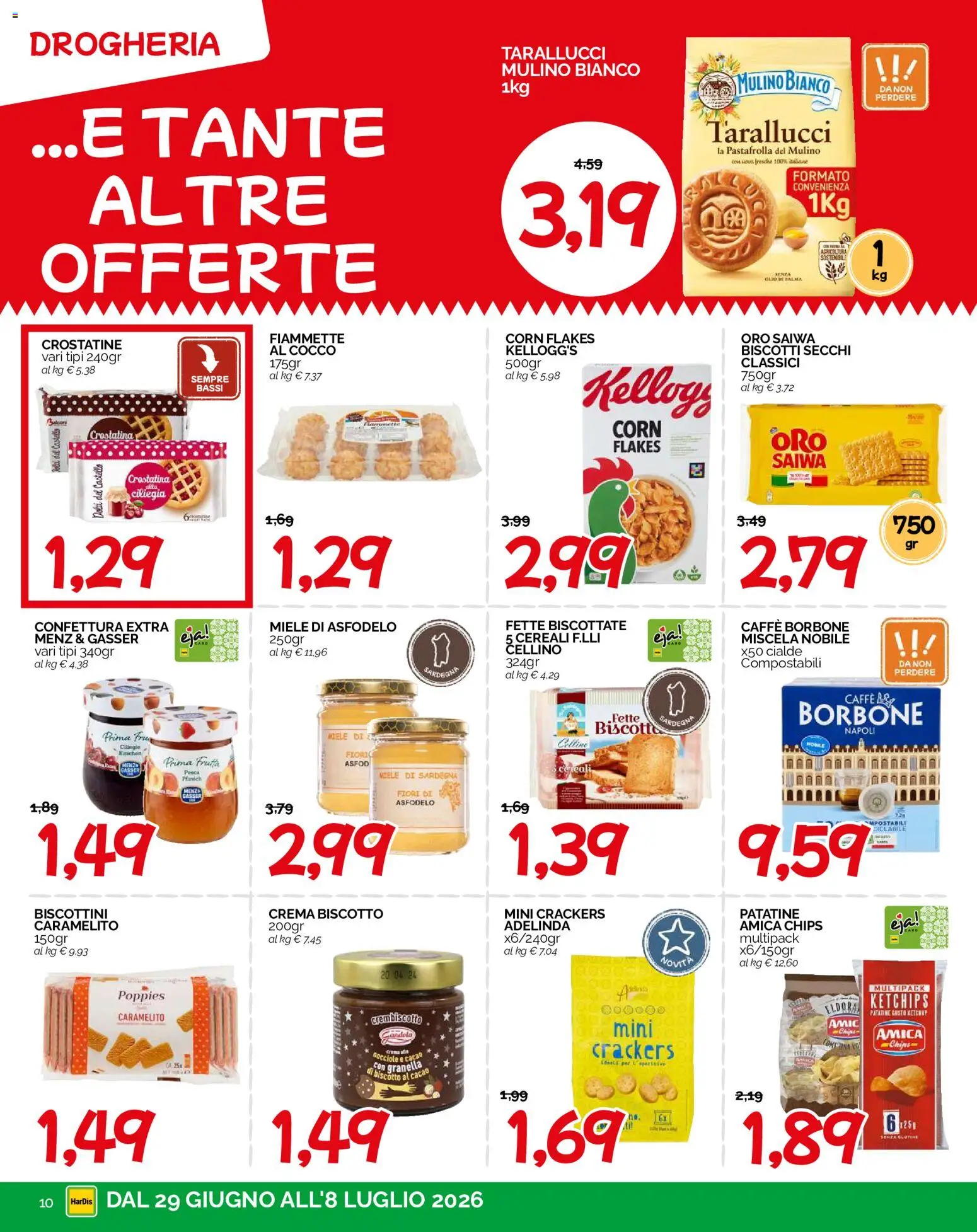 Volantino HarDis del 29/06/2026 | Pagina: 10 | Prodotti: Crema, Patatine, Crackers, Miele