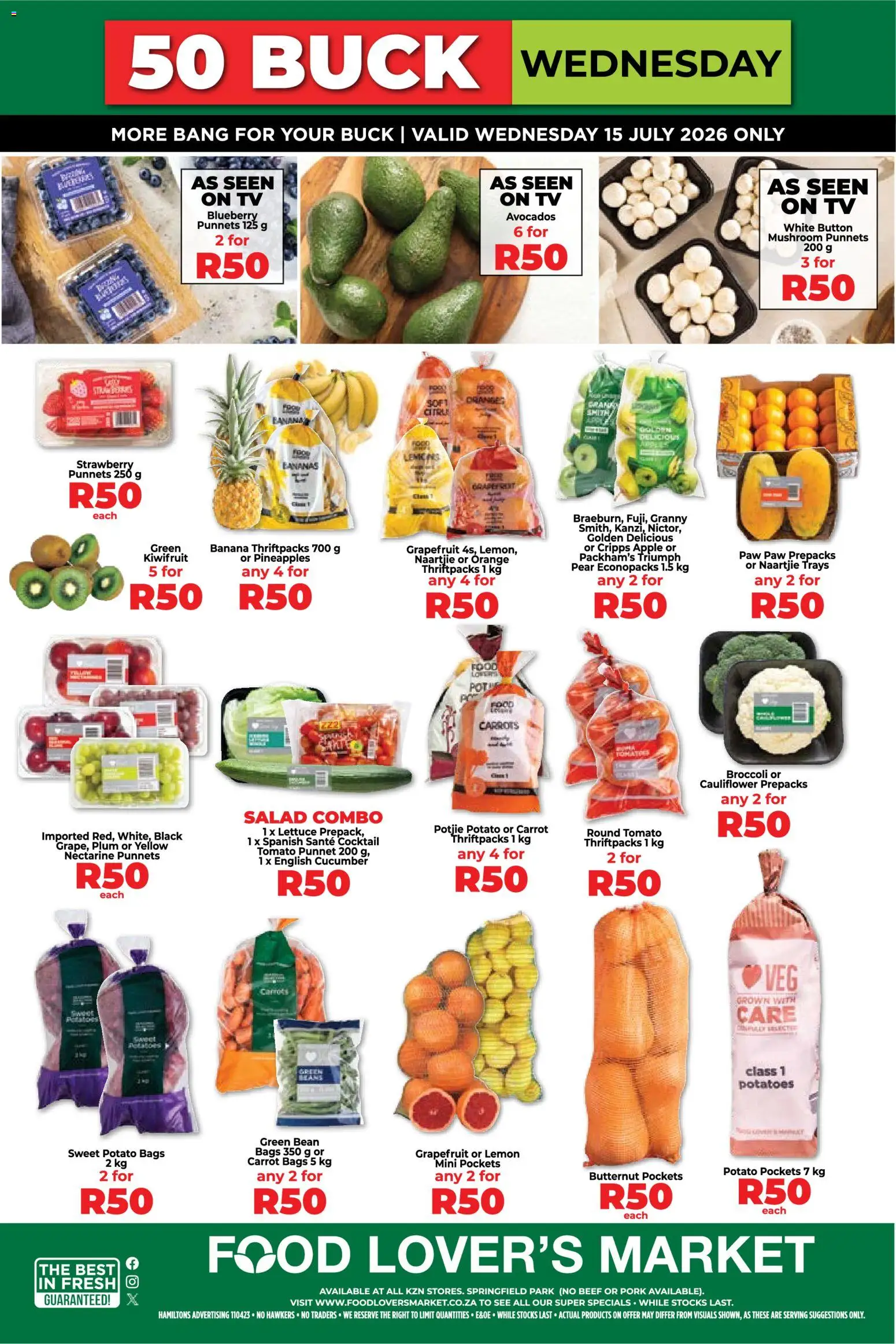 New Food Lover's Market catalogue – valid from 15/07/2026 | Page: 1 | Products: TV, Carrots, Salad, Grapefruit