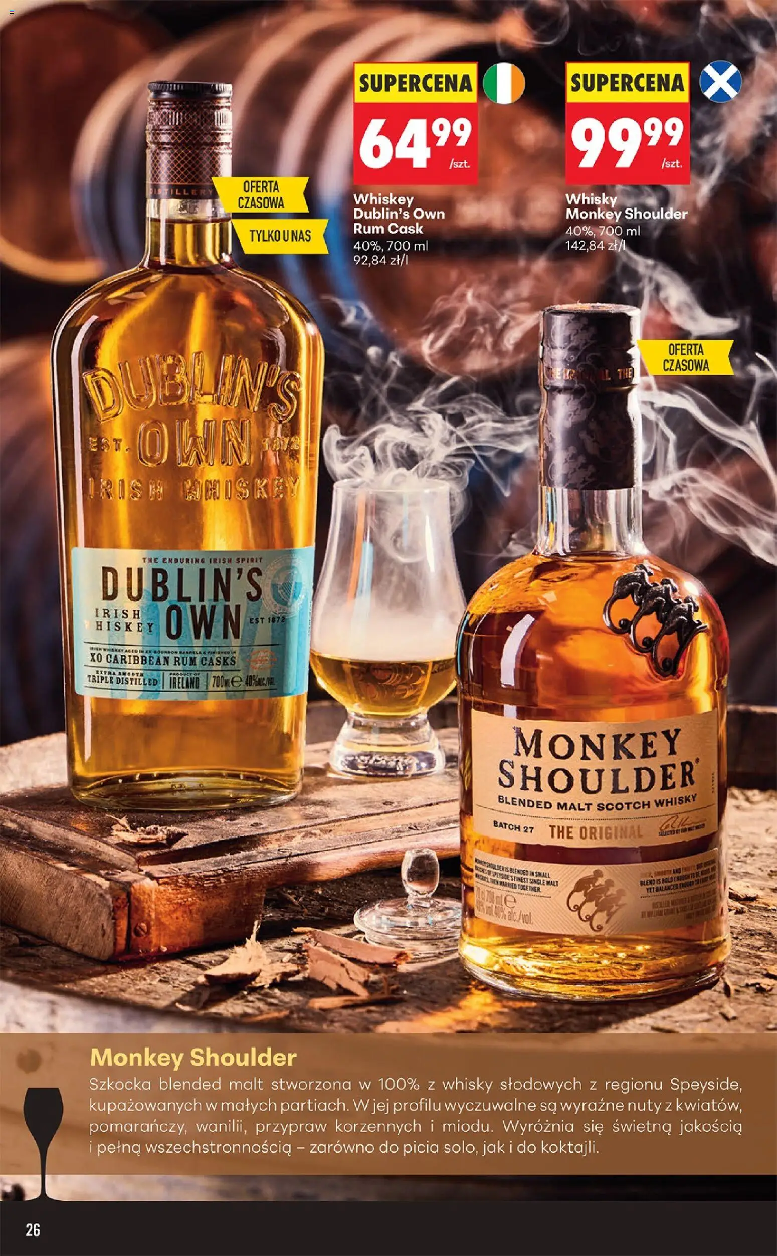 Biedronka Polsko leták - Czas na toast od 07.09.2026 | Strana: 26 | Produkty: Rum, Whiskey, Finest, Monkey Shoulder