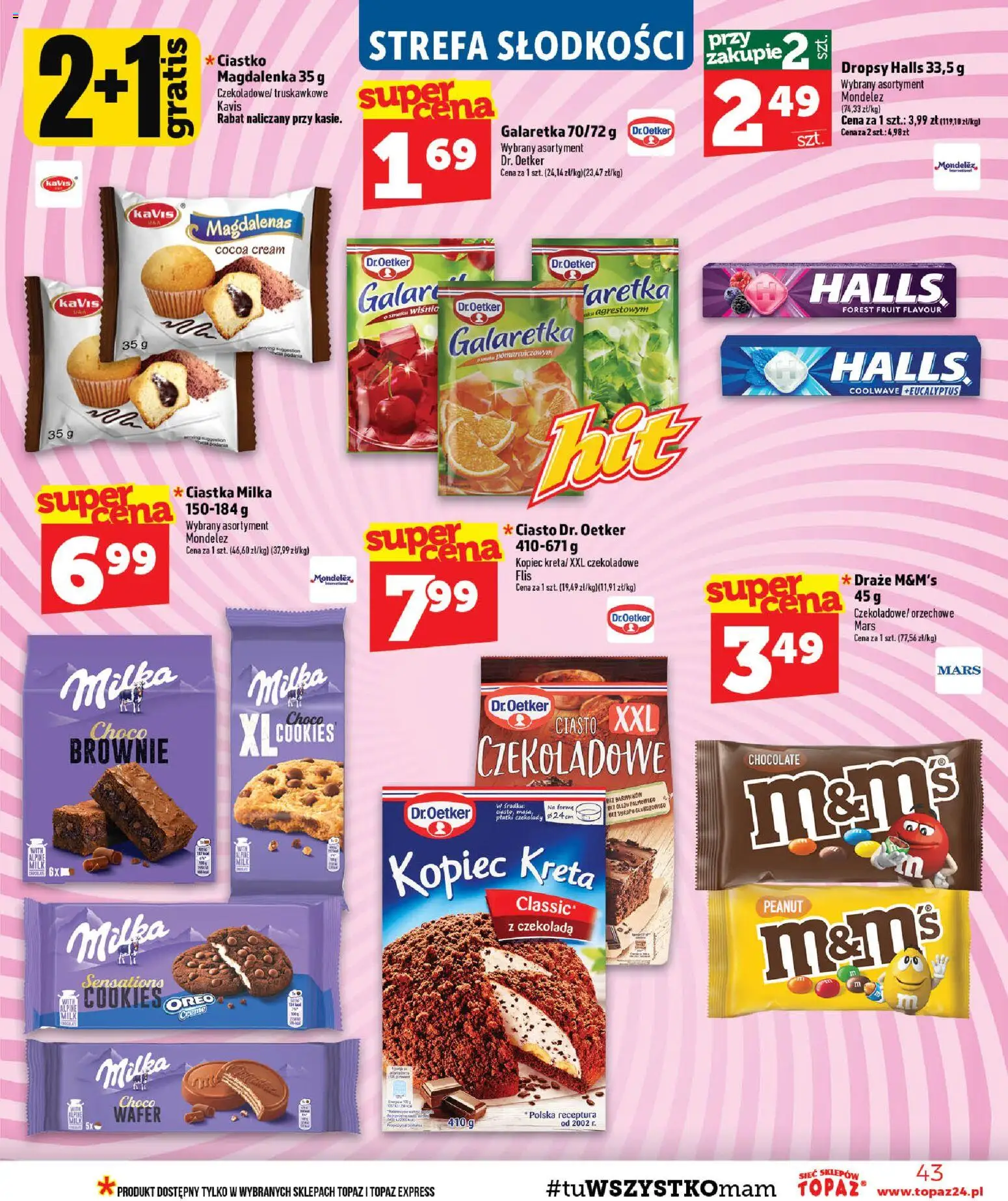 Topaz gazetka - MAZ od 13.08.2026 | Strona: 43 | Produkty: Milka, Czekolada, Brownie, Płatki