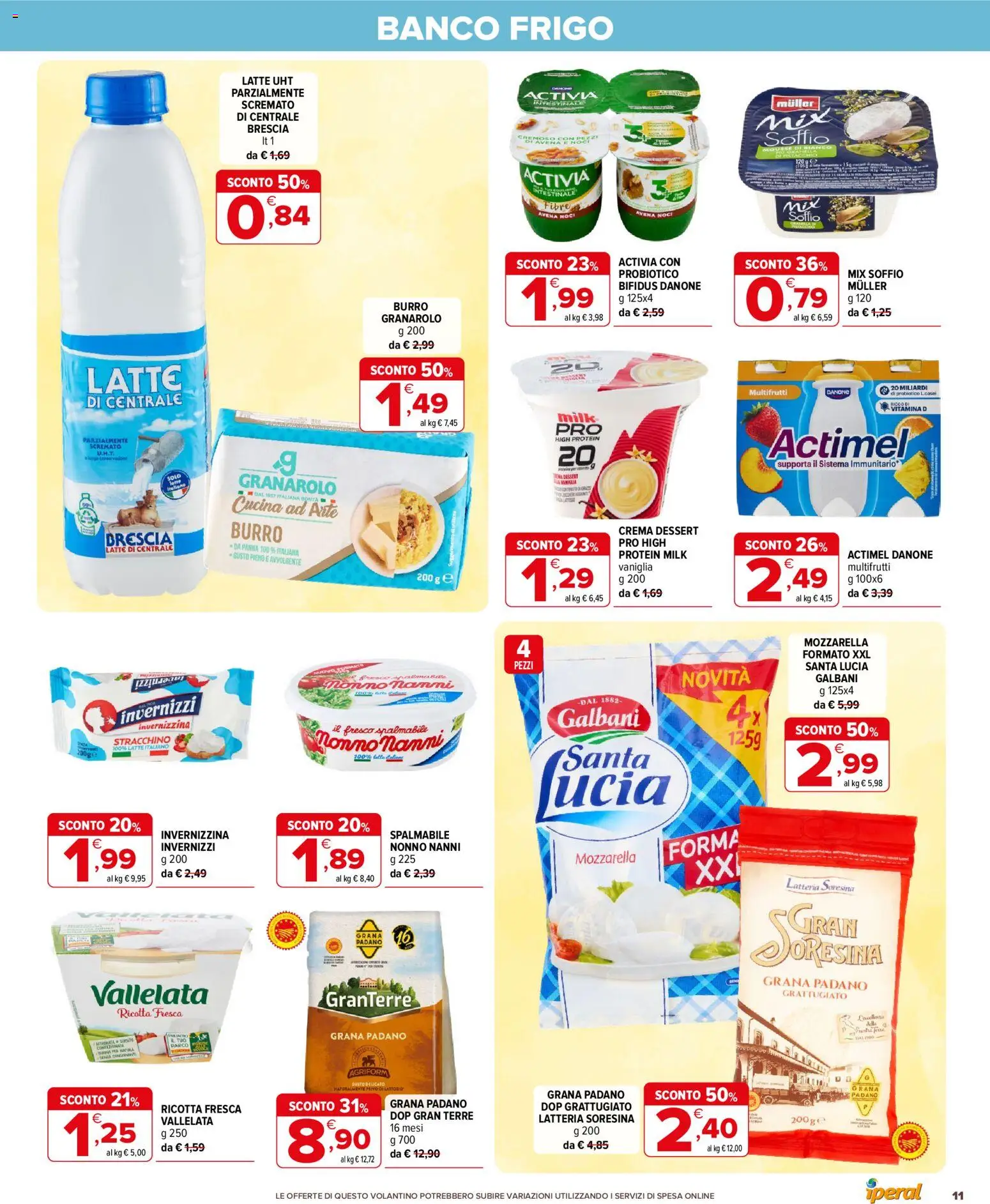 Volantino Iperal del 29/07/2026 | Pagina: 11 | Prodotti: Mozzarella, Noci, Grana Padano, Stracchino