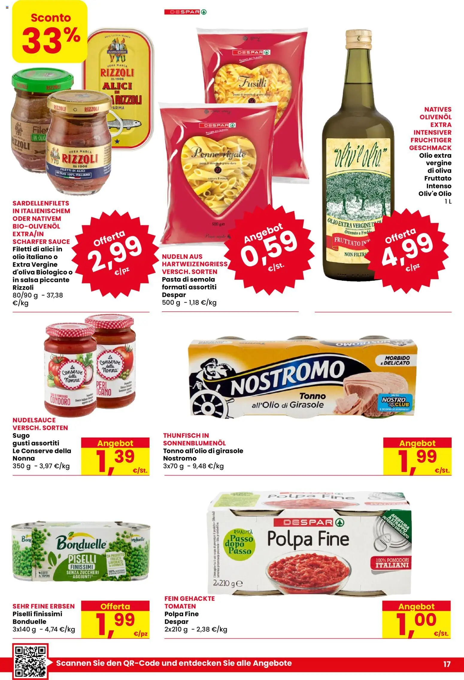 Volantino Despar del 17/09/2026 | Pagina: 17 | Prodotti: Salsa, Piselli, Tonno, Conserve