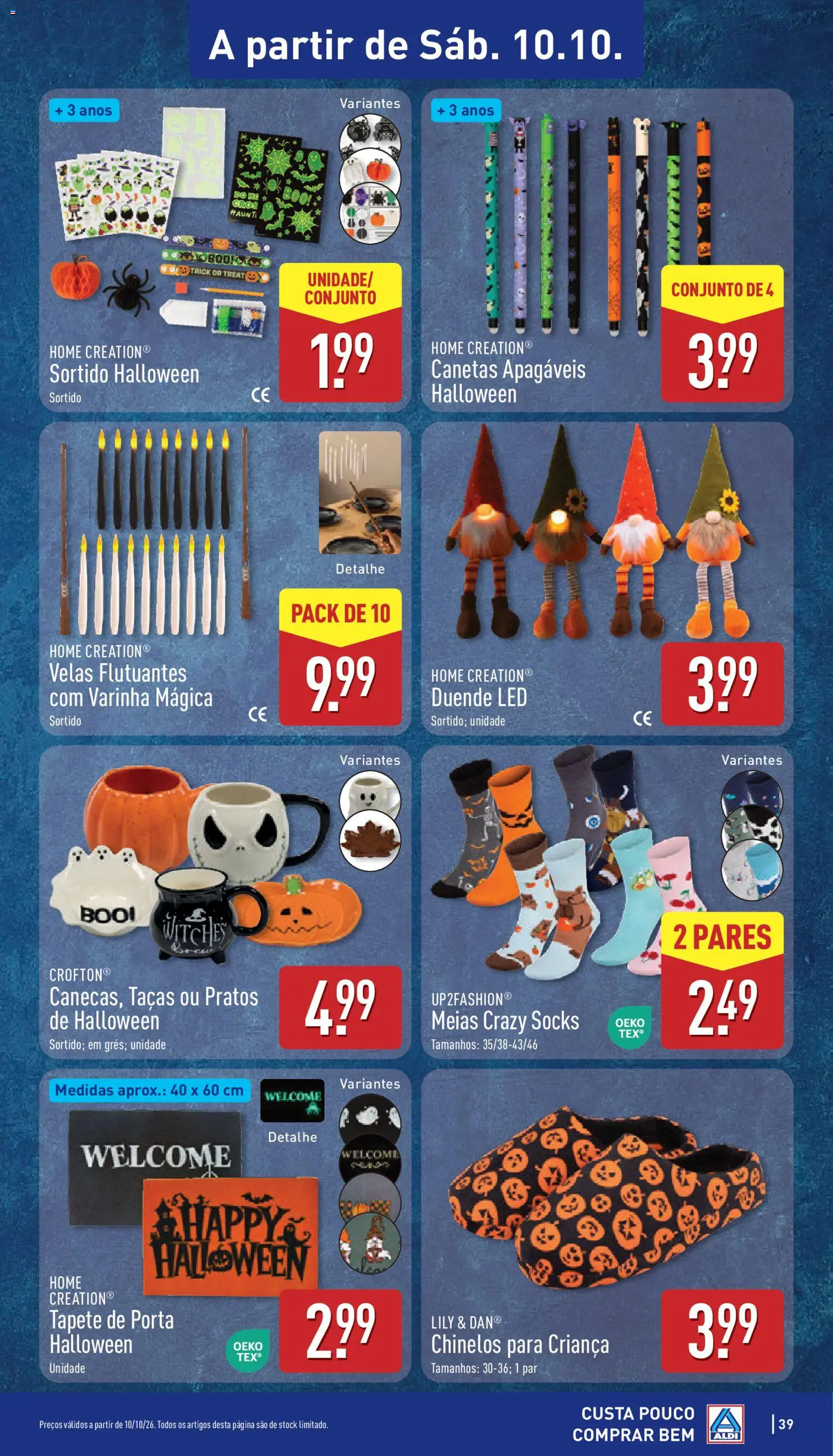 Aldi folheto │ válido de 05/10/2026 | Página: 39 | Produtos: Chinelos, Porta, Pratos, Taças