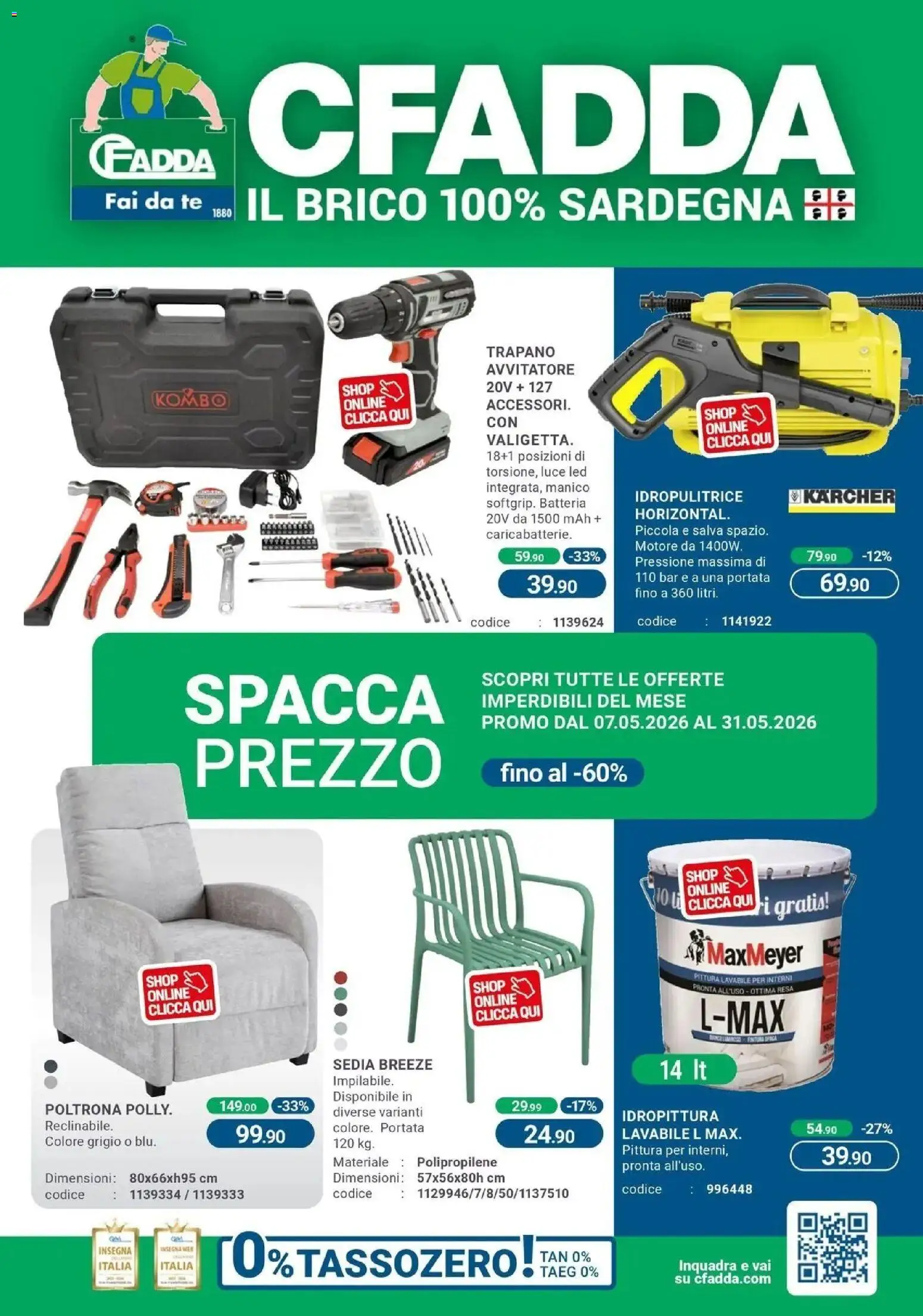 Volantino CFadda del 06.05.2026 | Pagina: 1 | Prodotti: Tè, Idropulitrice, Trapano, Sedia