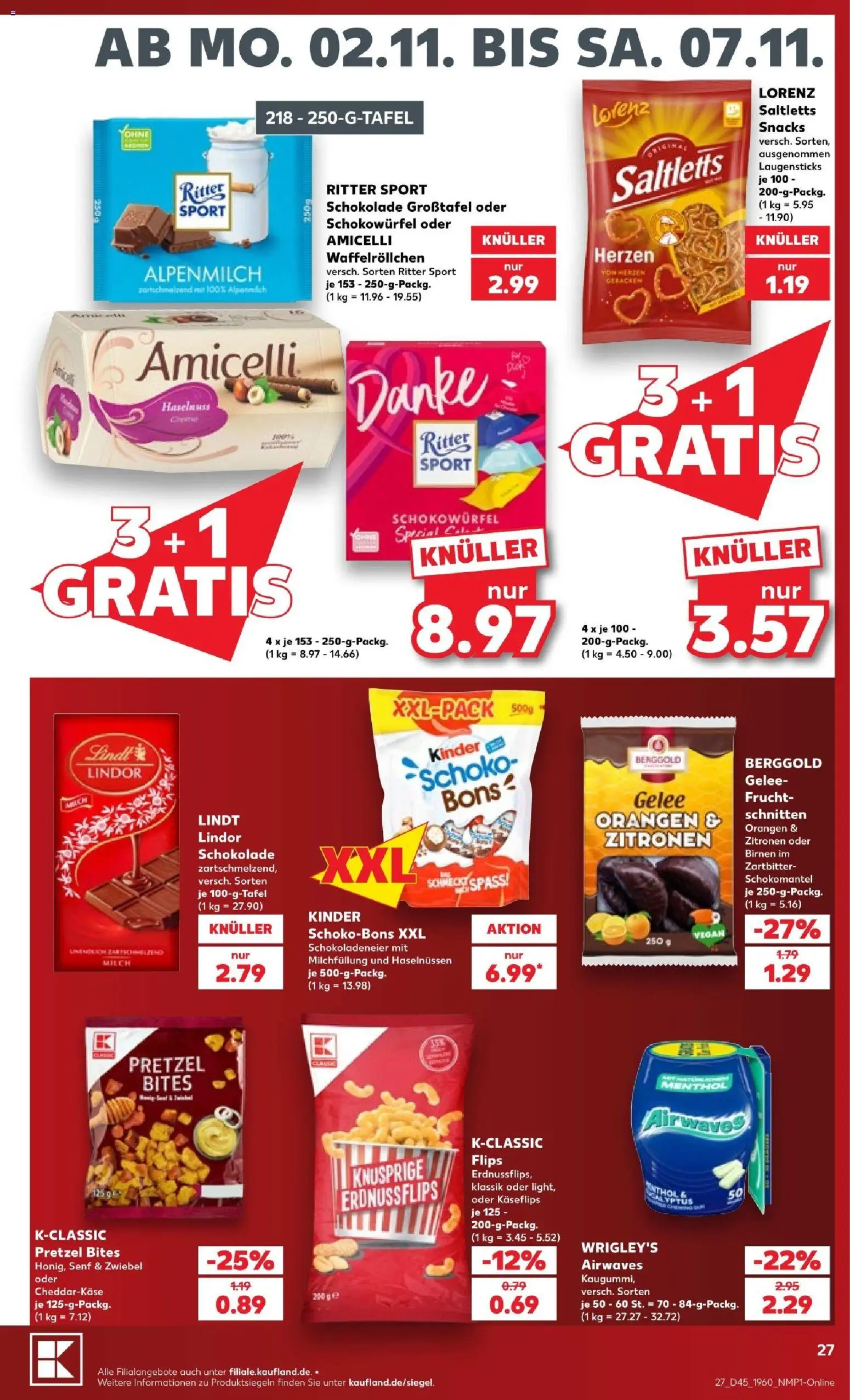 Kaufland Prospekt – gültig ab 02.11.2026 | Seite: 27 | Produkte: Milch, Schokolade, Lindor, Zitronen