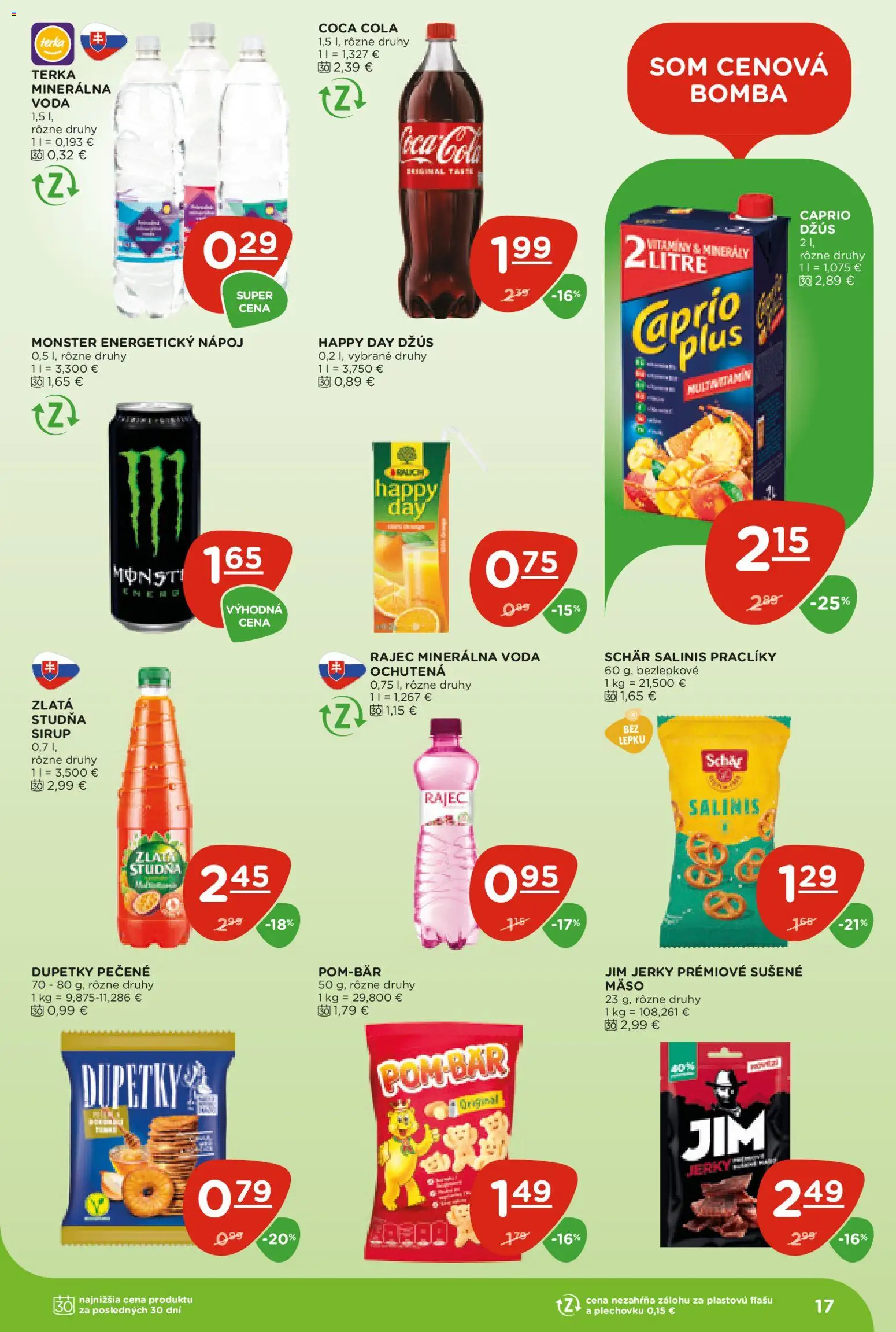 Nové Terno akcie – leták je platný od 30.04.2026 | Strana: 17 | Produkty: Rajec, Voda, Coca cola, Cola