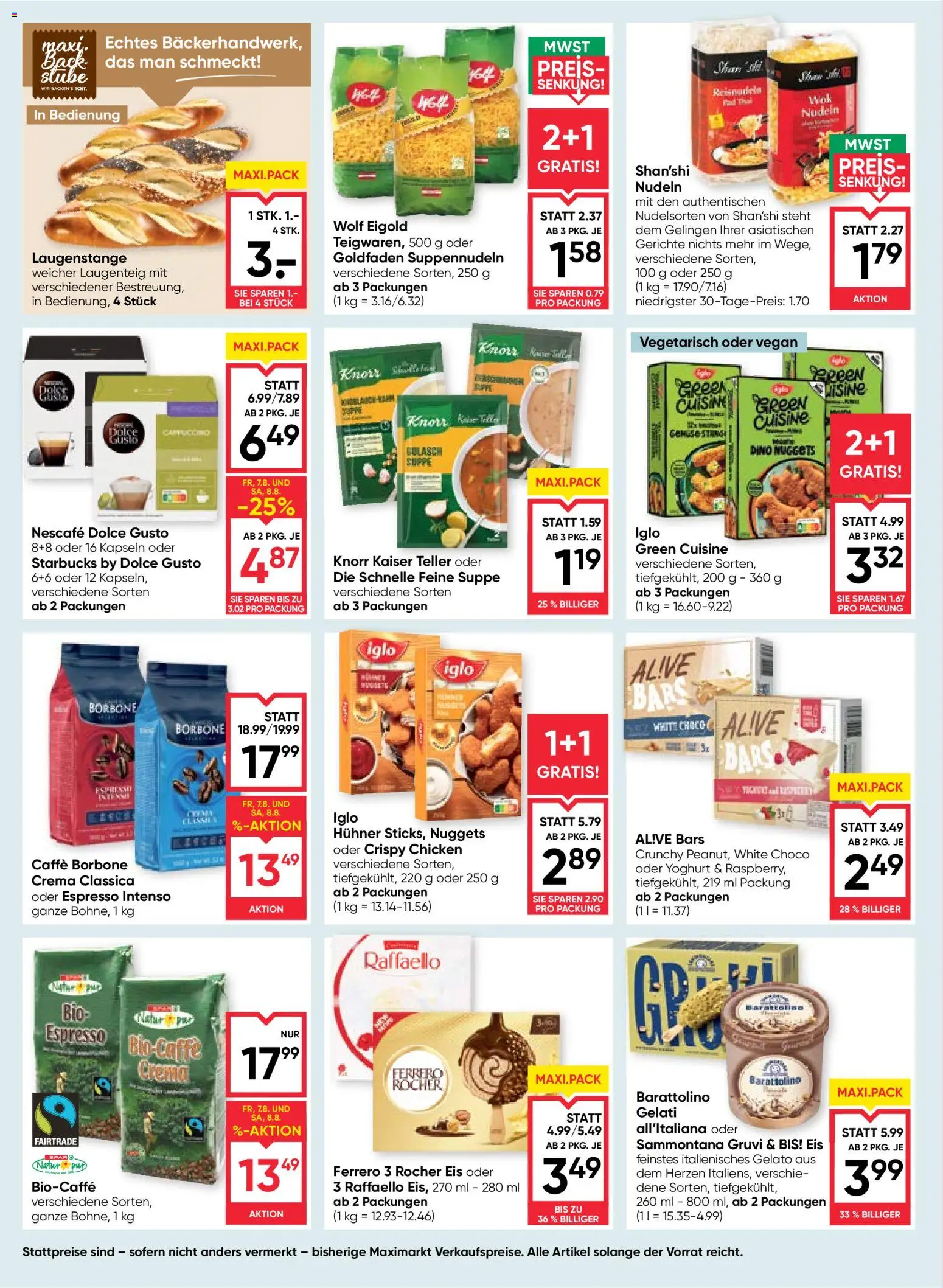 Maximarkt Flugblatt gültig ab 06.08.2026 | Seite: 10 | Produkte: Eis, Knoblauch, Nudeln