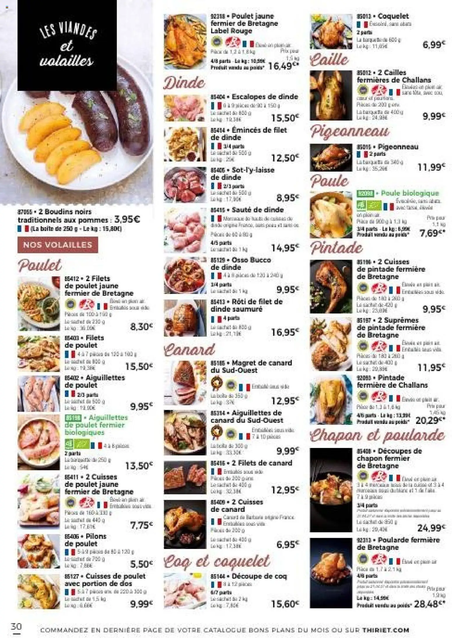 {H1} | Page: 30 | Produits: Canard, Cuisses de poulet, Chapon, Coq