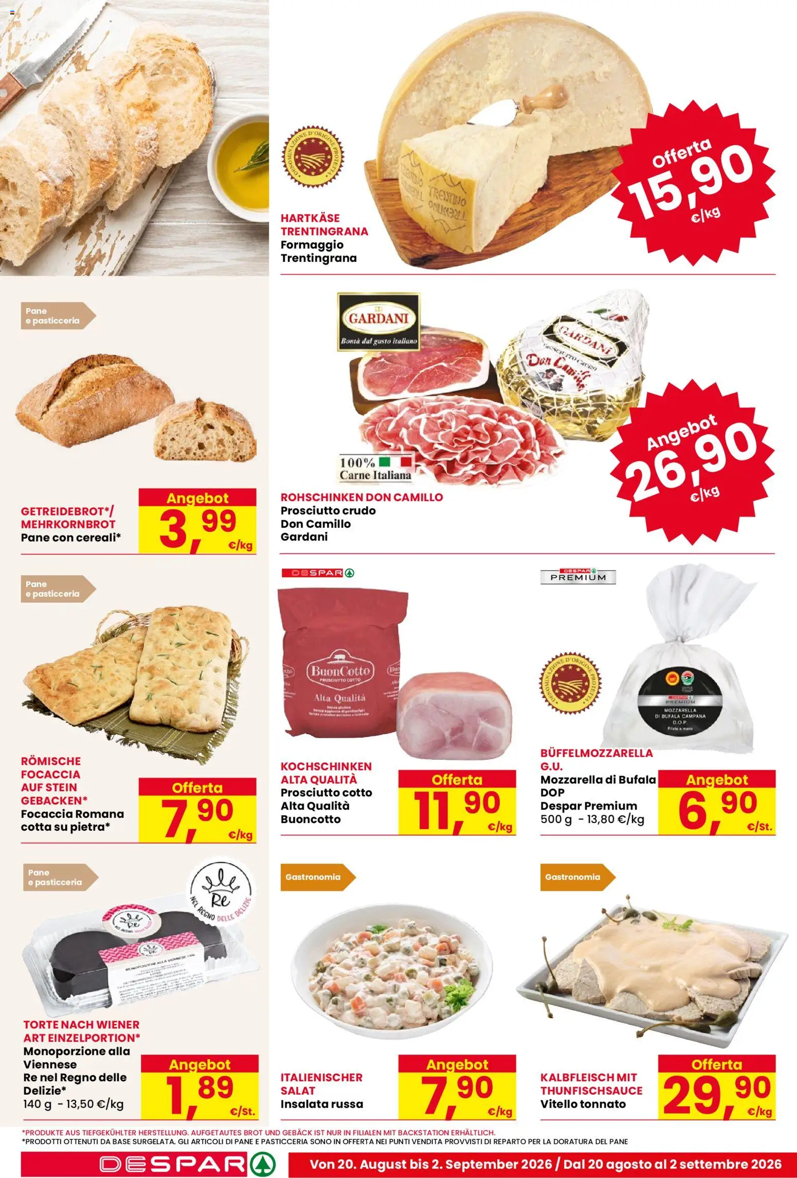 Volantino Eurospar del 20/08/2026 | Pagina: 4 | Prodotti: Prosciutto Cotto, Pane, Carne, Insalata russa