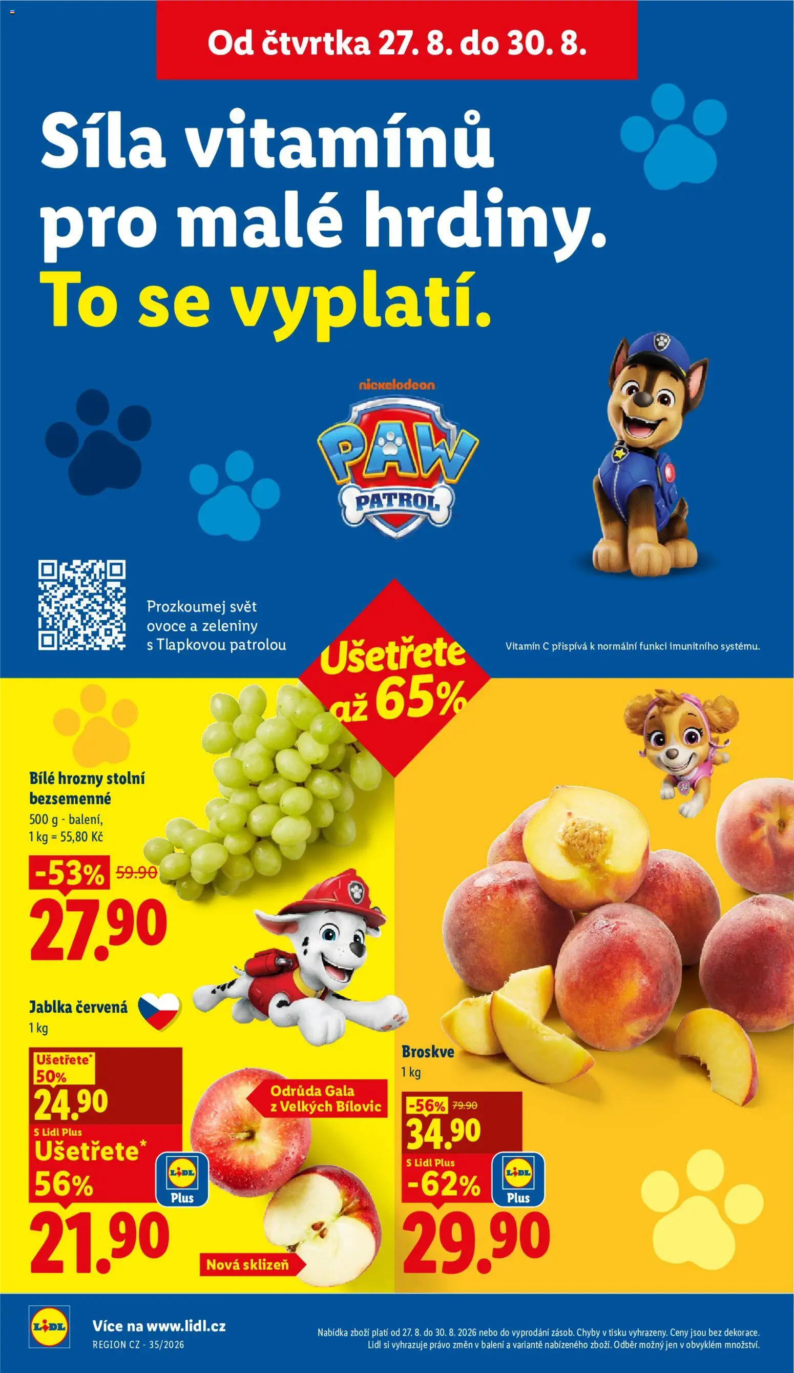 Lidl leták od 27.08.2026 | Strana: 14 | Produkty: Vitamin c, Broskve, Bílé hrozny, Hrozny