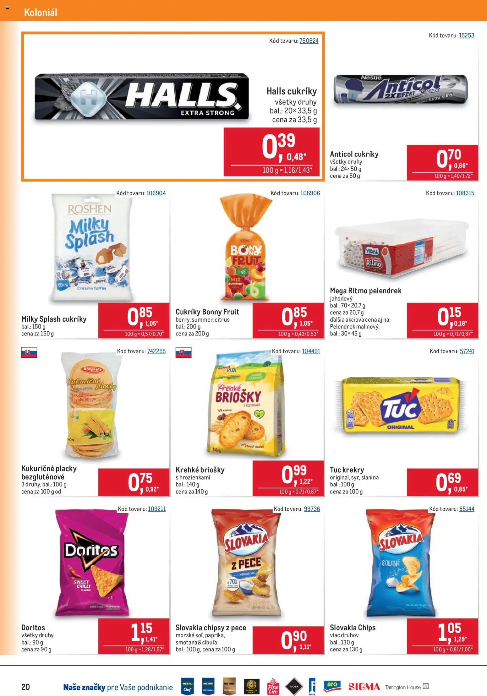 Nové Metro akcie – leták je platný od 26.08.2026 | Strana: 20 | Produkty: Slanina, Cukríky, Chipsy, Cibuľa