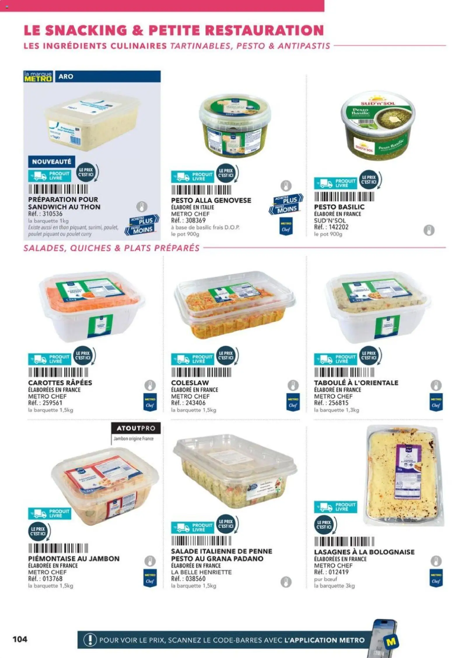 {H1} | Page: 104 | Produits: Salade, Base, Pesto, Livre