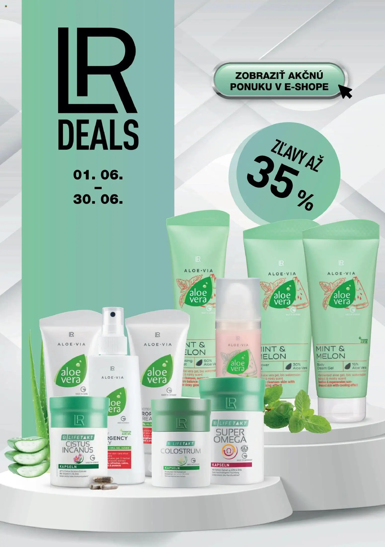 Nové LR akcie – leták je platný od 01.06.2026 | Strana: 1 | Produkty: Melón, Pec