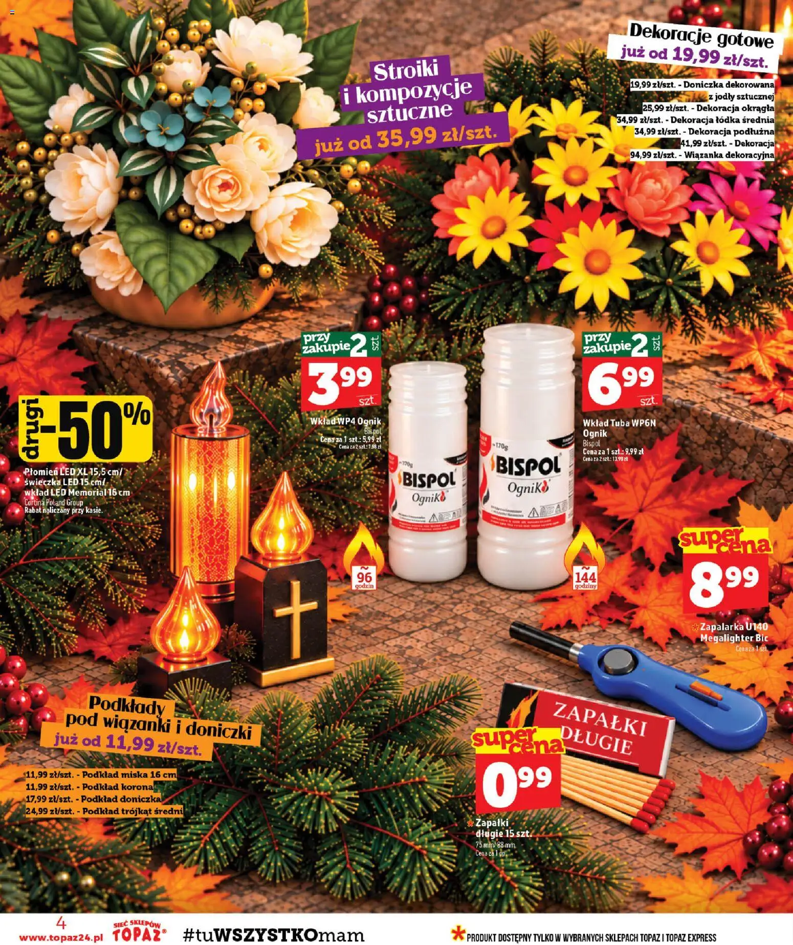 Topaz gazetka od 08.10.2026 | Strona: 4 | Produkty: Dekoracje, Doniczka, Doniczki