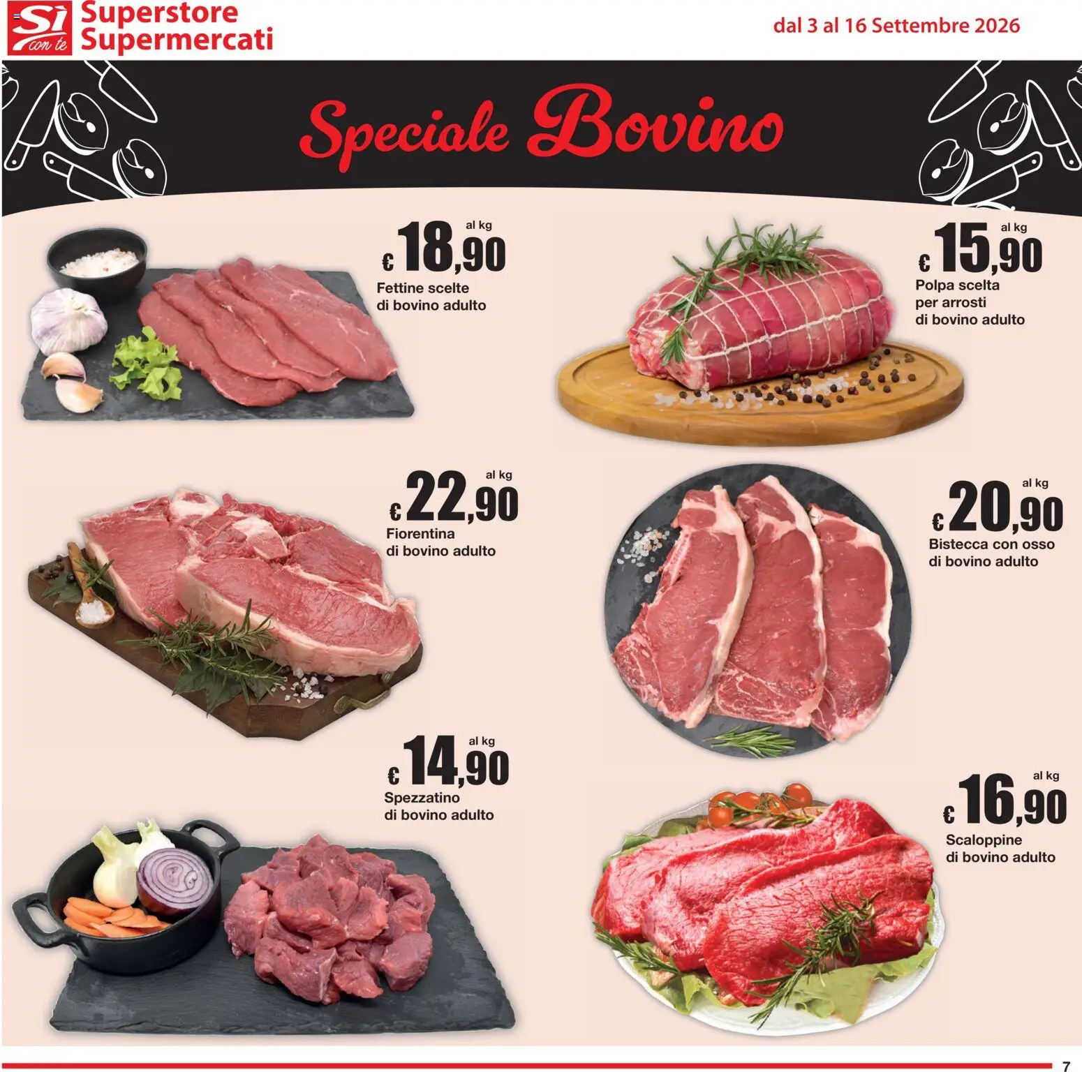 Volantino Sì con Te del 03/09/2026 | Pagina: 7 | Prodotti: Bovino, Tè, Bistecca