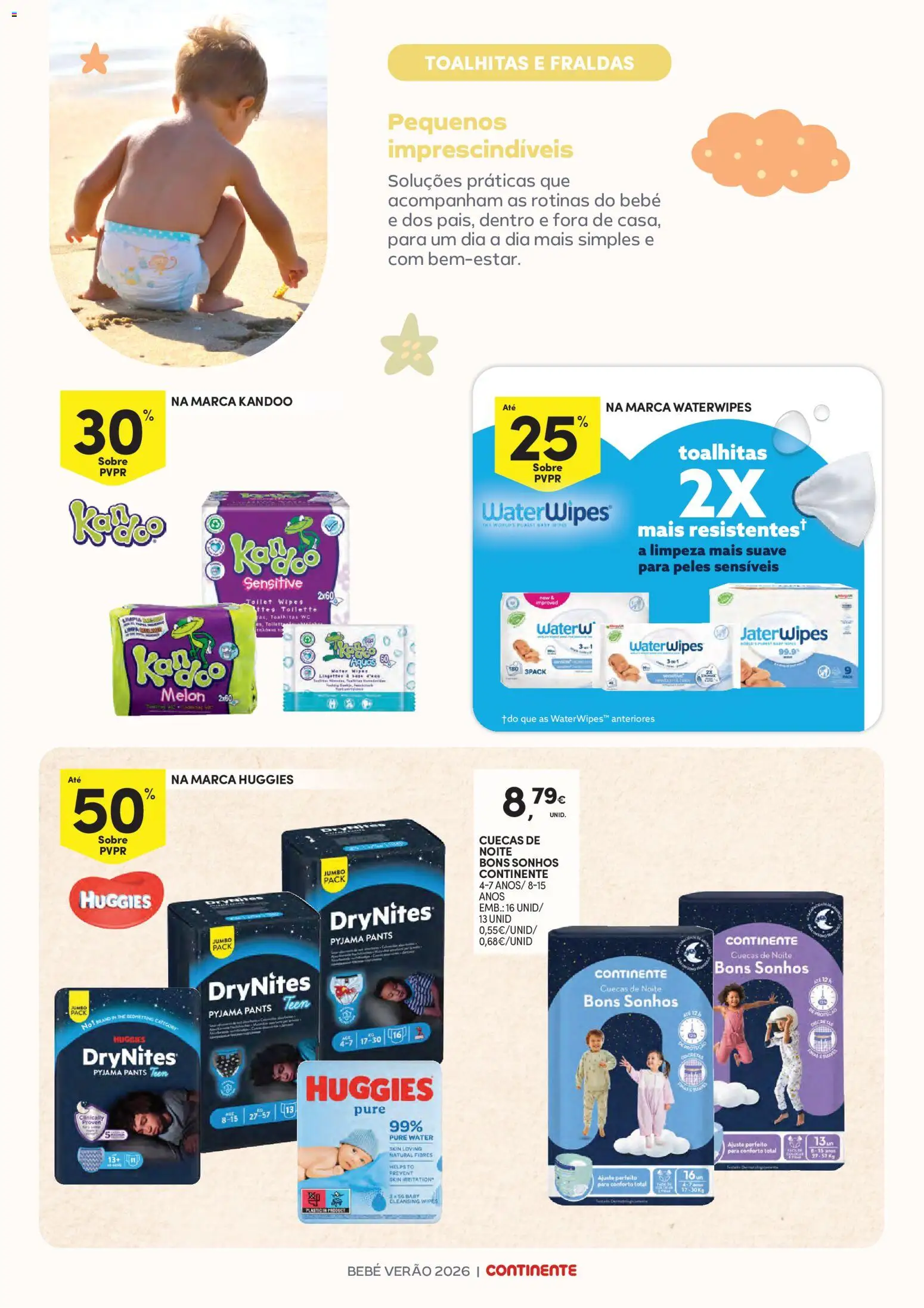 Continente Bebé Verão │ válido de 30/06/2026 | Página: 12 | Produtos: Fraldas, Cuecas
