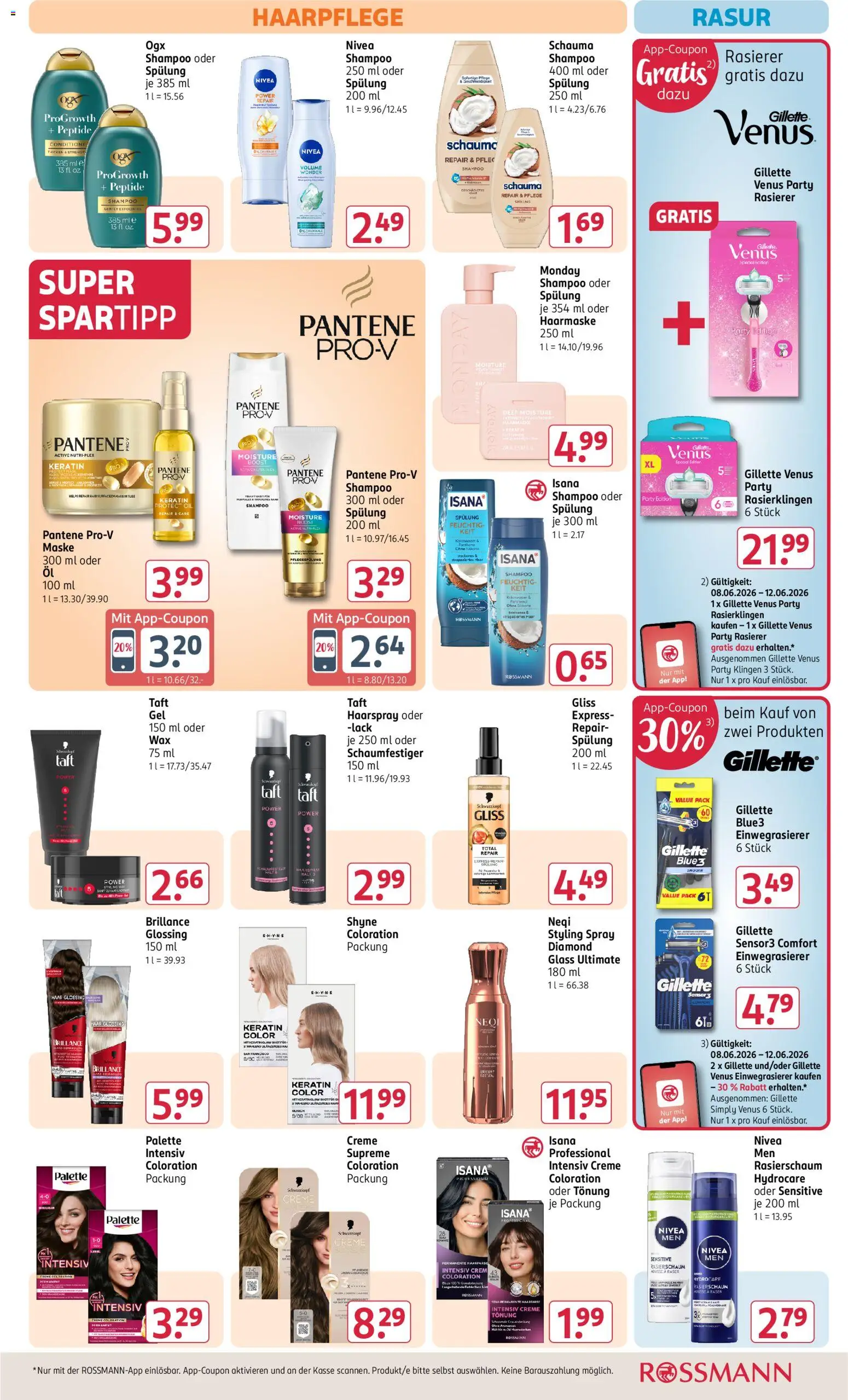 Rossmann Prospekt – gültig ab 08.06.2026 | Seite: 8 | Produkte: Rasierer, Haarspray, Haarfarbe, Maske