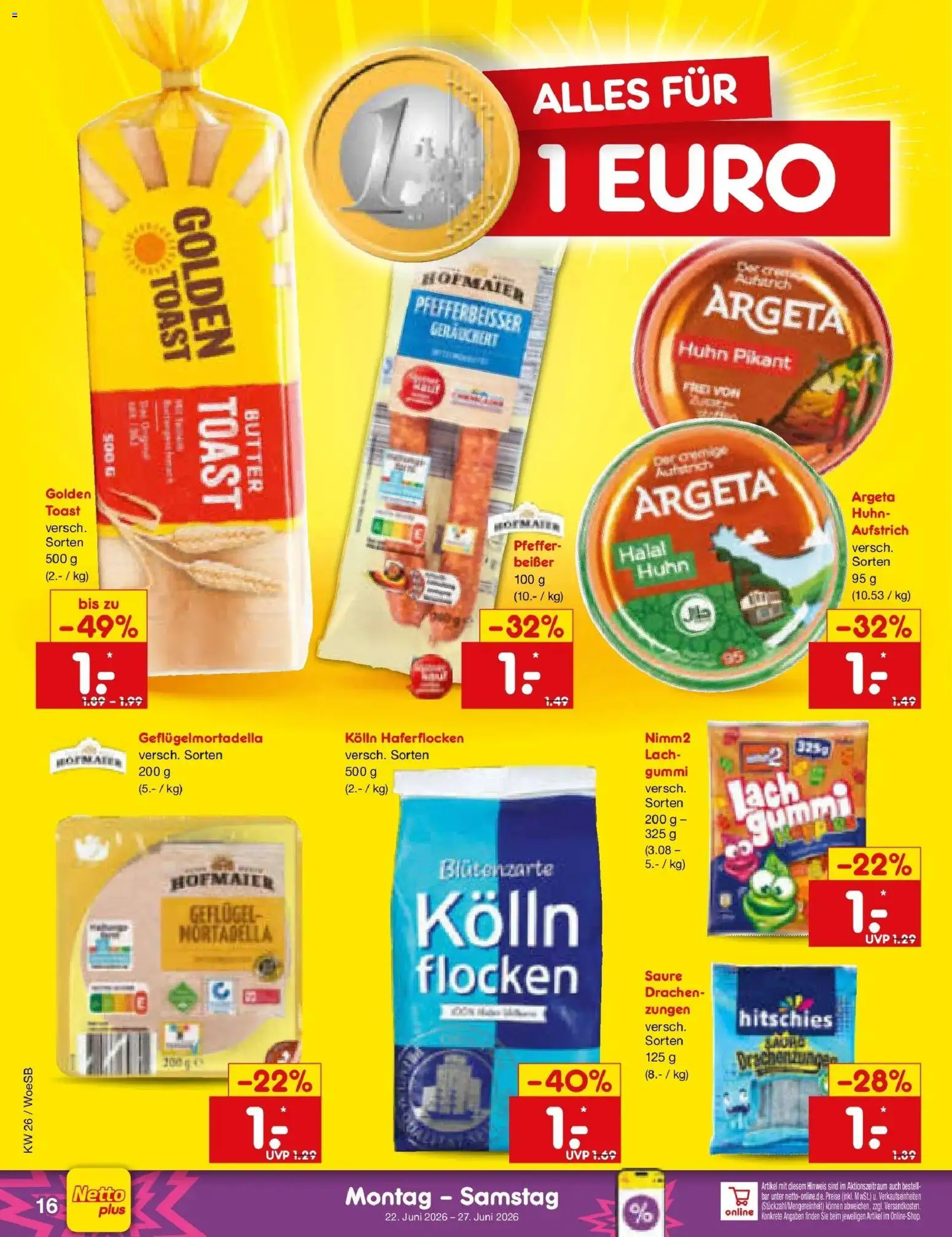 Netto Marken-Discount Prospekt Katzweiler – gültig ab 21.06.2026 | Seite: 20 | Produkte: Butter, Toast, Pfeffer, Flocken