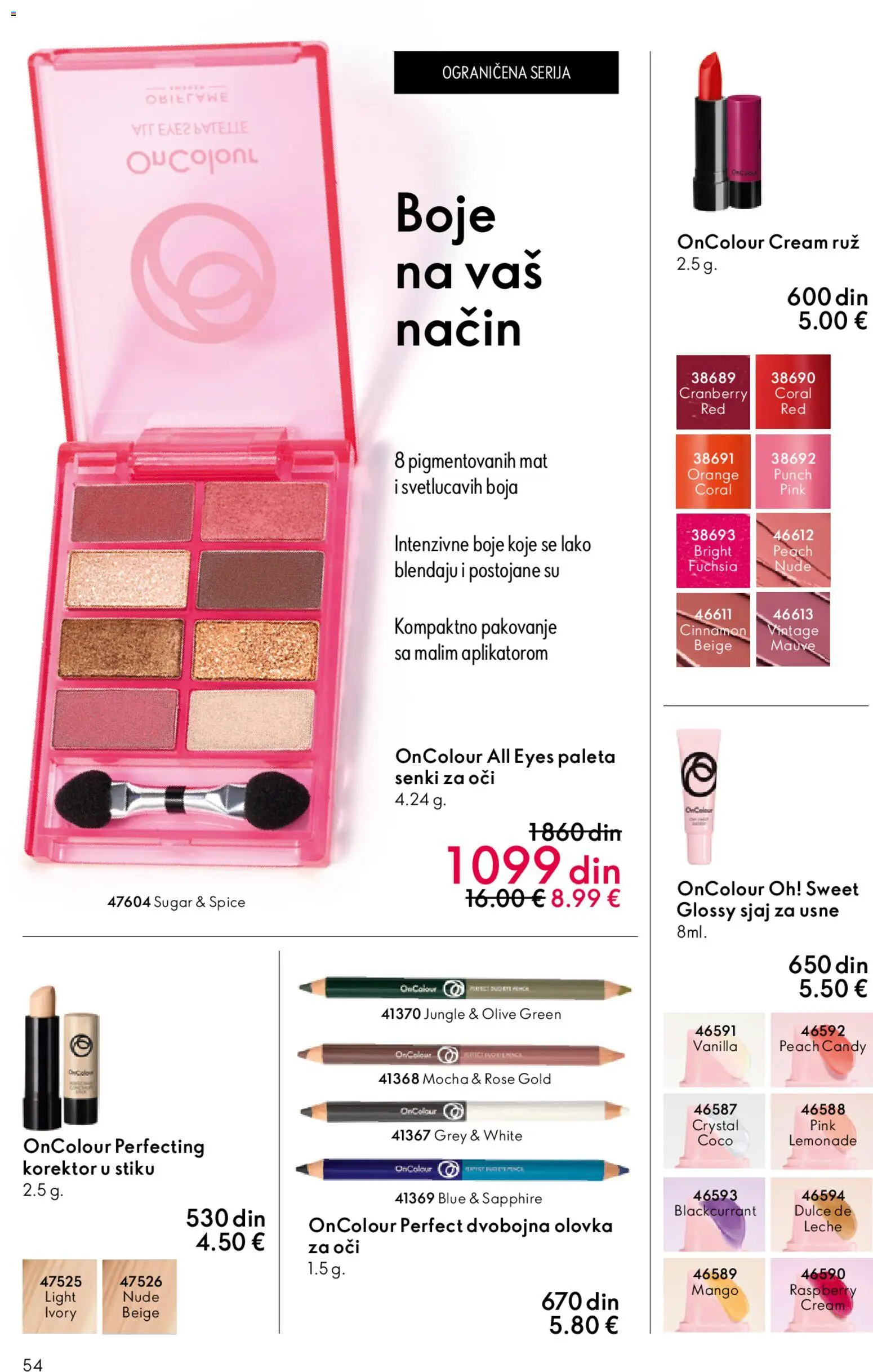 Oriflame katalog - važi od 22.04.2026 | Strana: 54 | Proizvode: Korektor, Sjaj za usne, Pakovanje, Candy