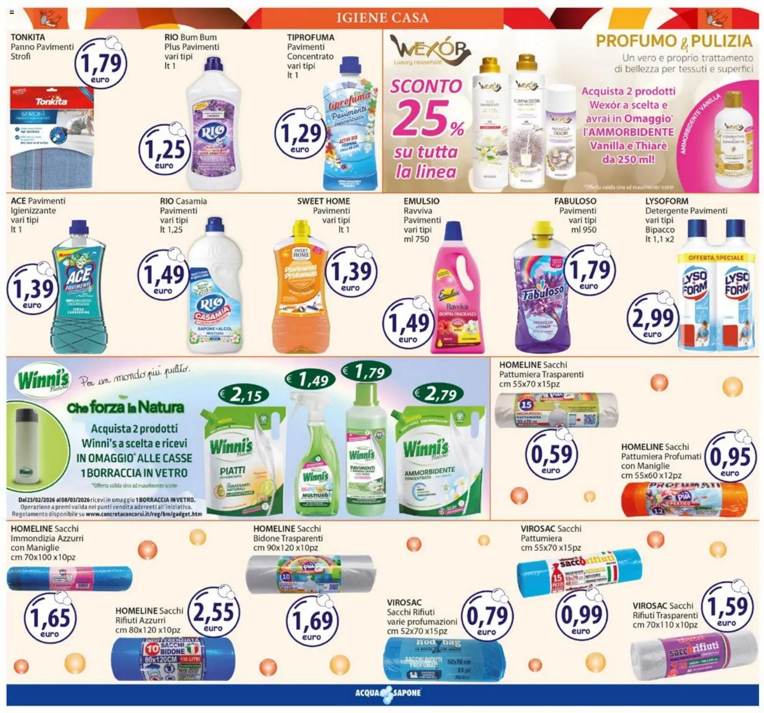 Volantino Acqua e Sapone del 23.02.2026 | Pagina: 16 | Prodotti: Ammorbidente, Detergente, Profumo, Fragranza