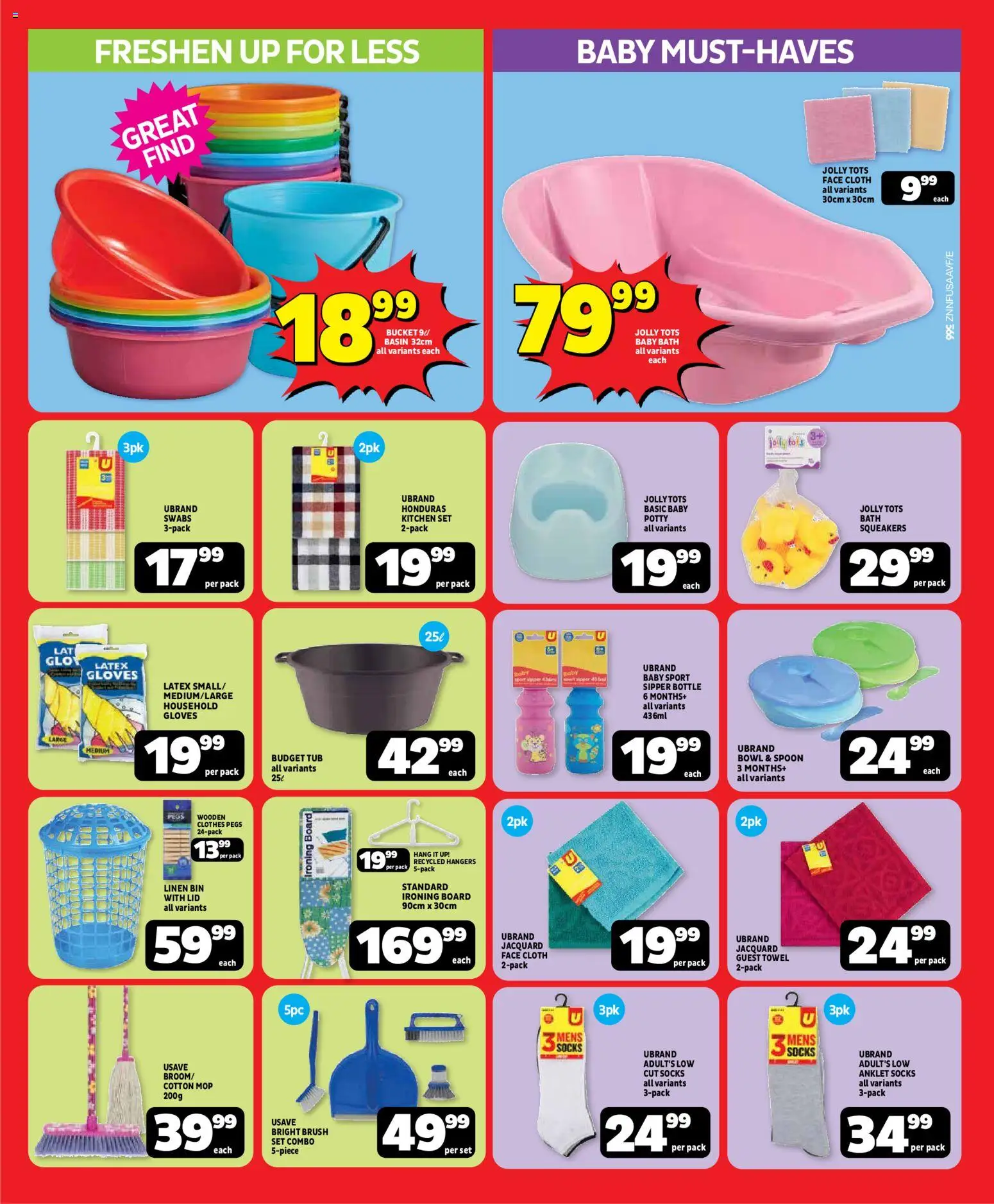 New Usave catalogue – valid from 21/09/2026 | Page: 3 | Products: Gloves, Bowl, Ironing board, Brush