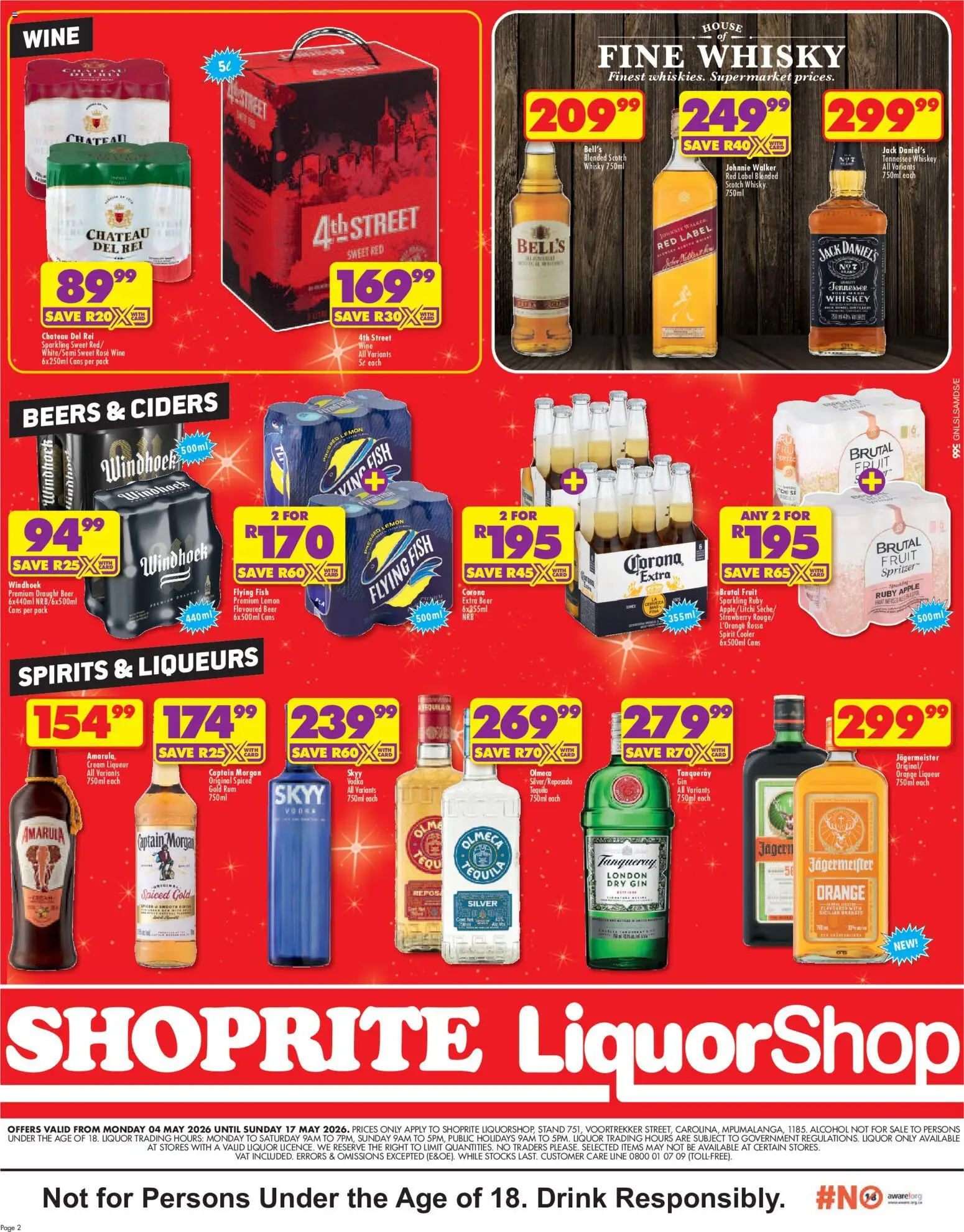New Shoprite catalogue – valid from 04.05.2026 | Page: 2 | Products: Cooler, Beer, Cream, Fruit
