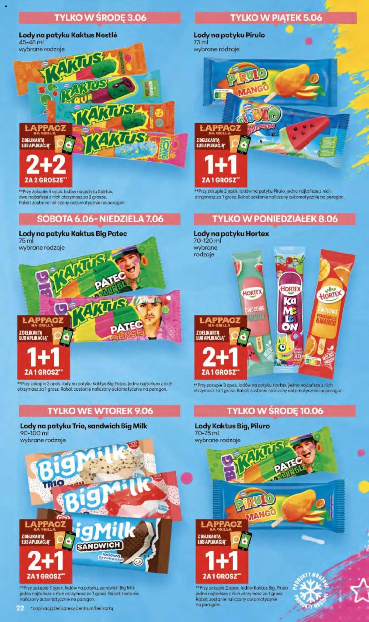 Delikatesy Centrum gazetka od 03.06.2026 | Strona: 22 | Produkty: Mango, Delikatesy, Big Milk, Lody na patyku