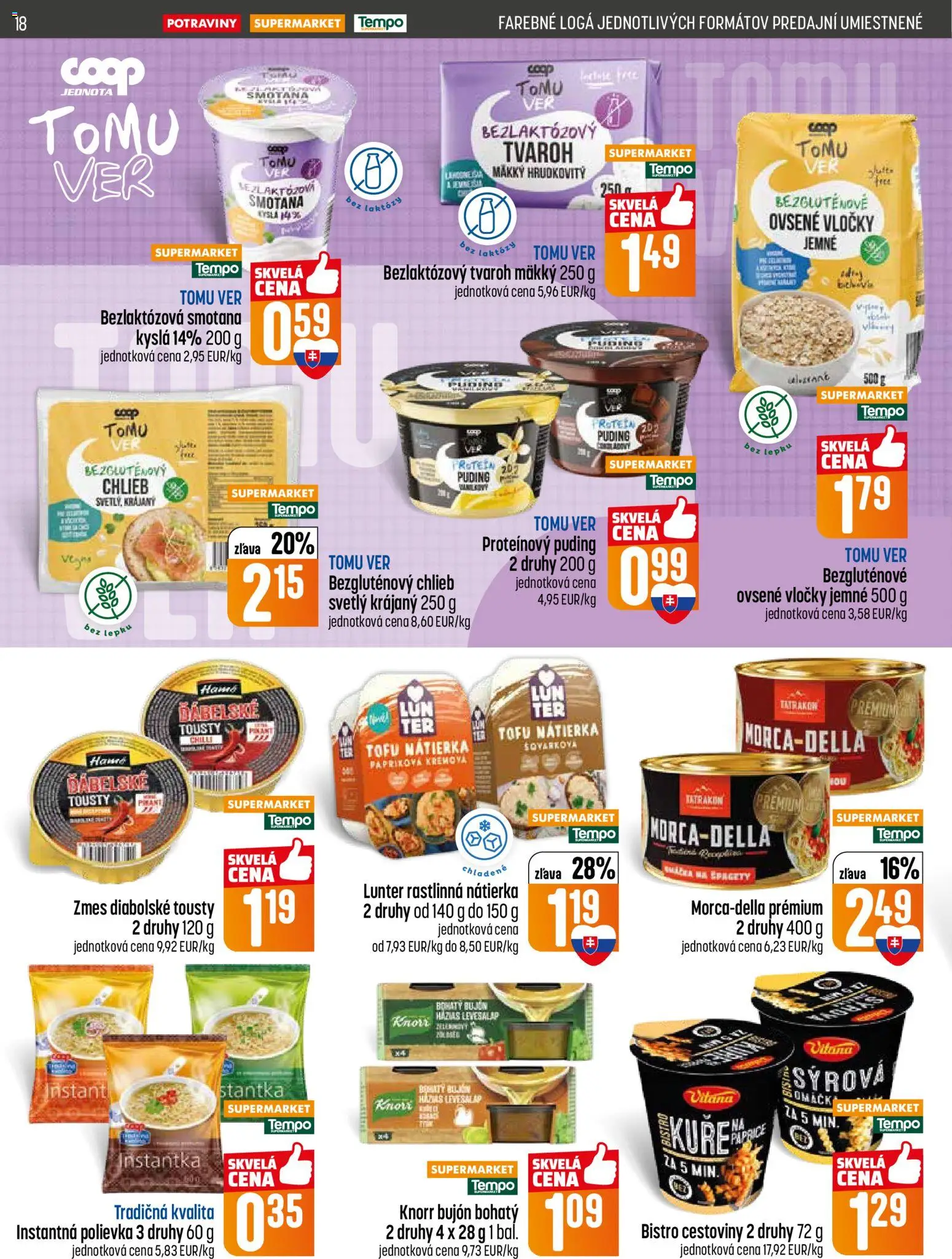 Nové COOP Jednota akcie – leták je platný od 16.04.2026 | Strana: 18 | Produkty: Chlieb, Smotana, Tofu, Chilli