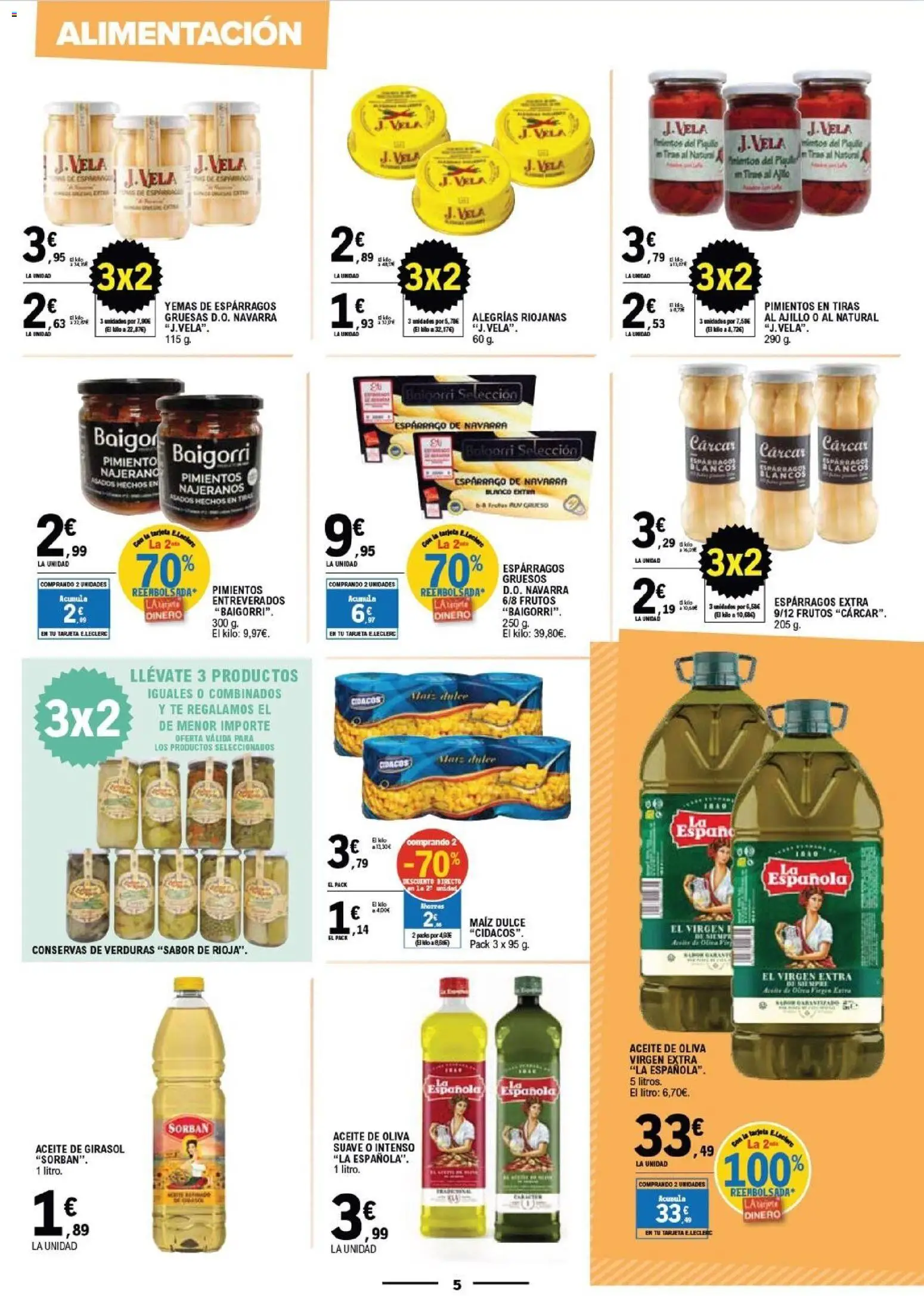 E.Leclerc Vitoria │ válido desde el 08/07/2026 | Página: 5 | Productos: Té, Aceite de oliva, Aceite de oliva virgen extra, Aceite de girasol