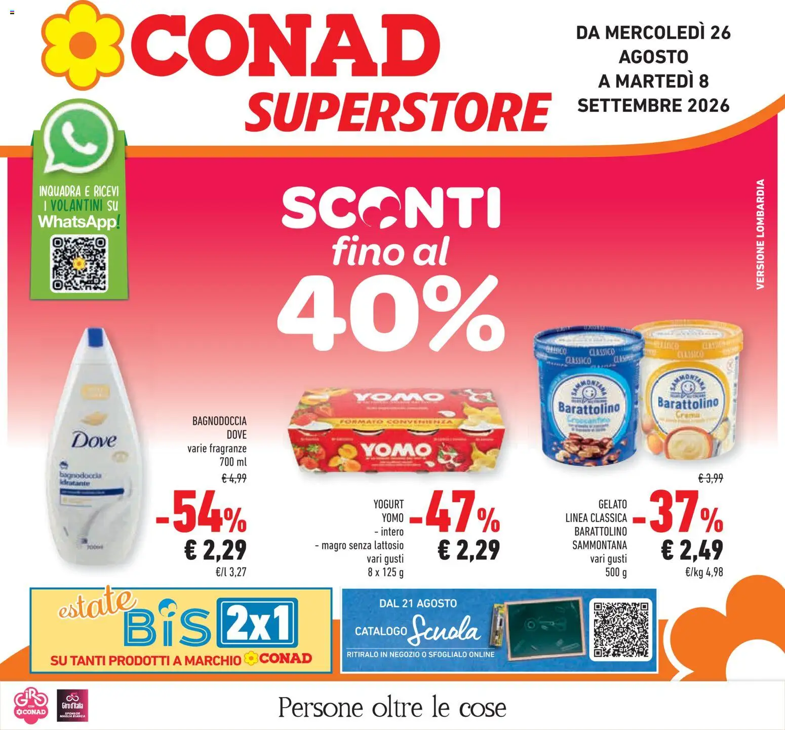 Volantino Conad del 26/08/2026 | Pagina: 1 | Prodotti: Gelato, Bagno, Doccia, Senza lattosio