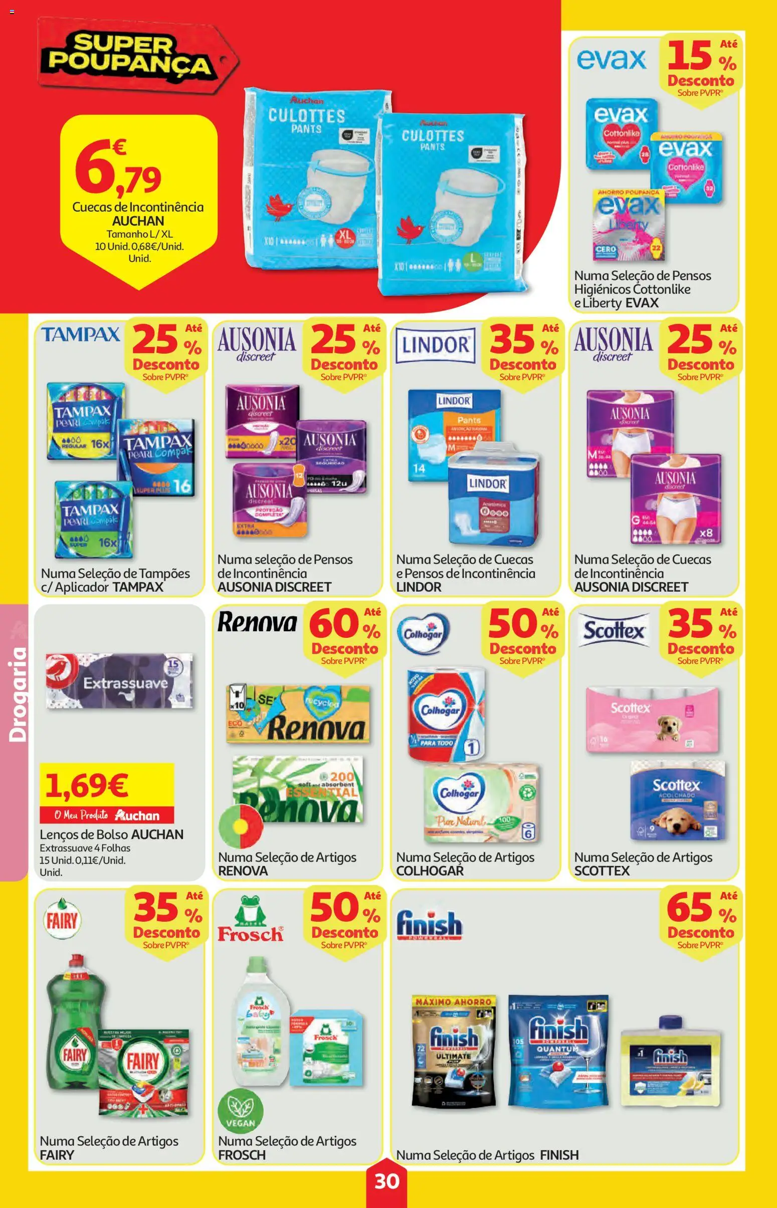 Auchan folheto │ válido de 16/07/2026 | Página: 30 | Produtos: Pensos higiénicos, Cuecas
