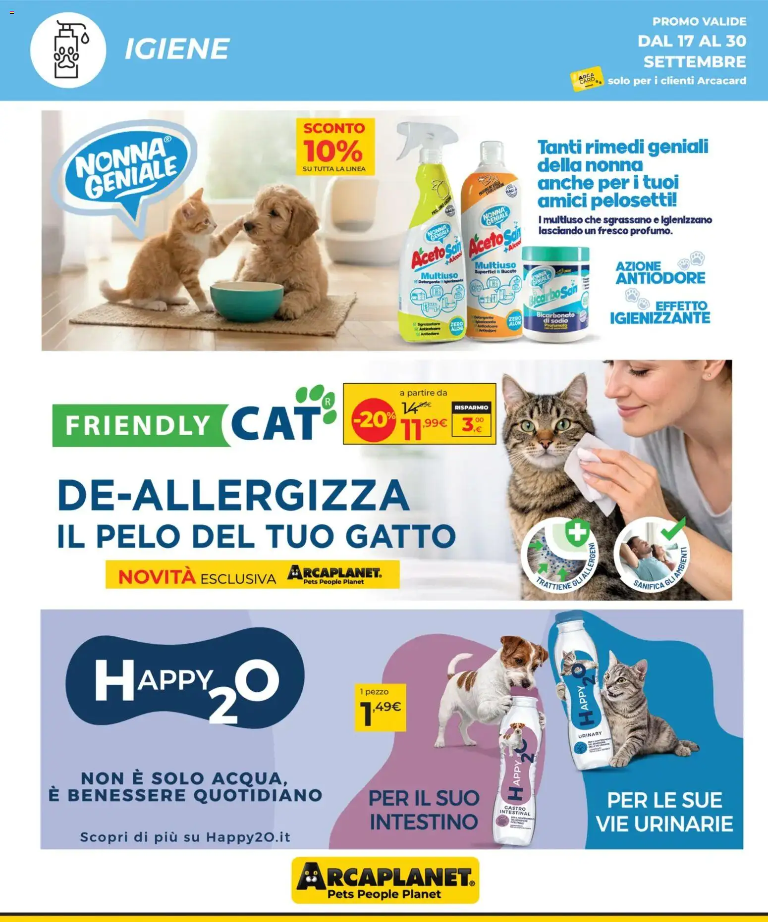 Volantino Arcaplanet del 17/09/2026 | Pagina: 22 | Prodotti: Detergente, Anticalcare, Bicarbonato, Sgrassatore