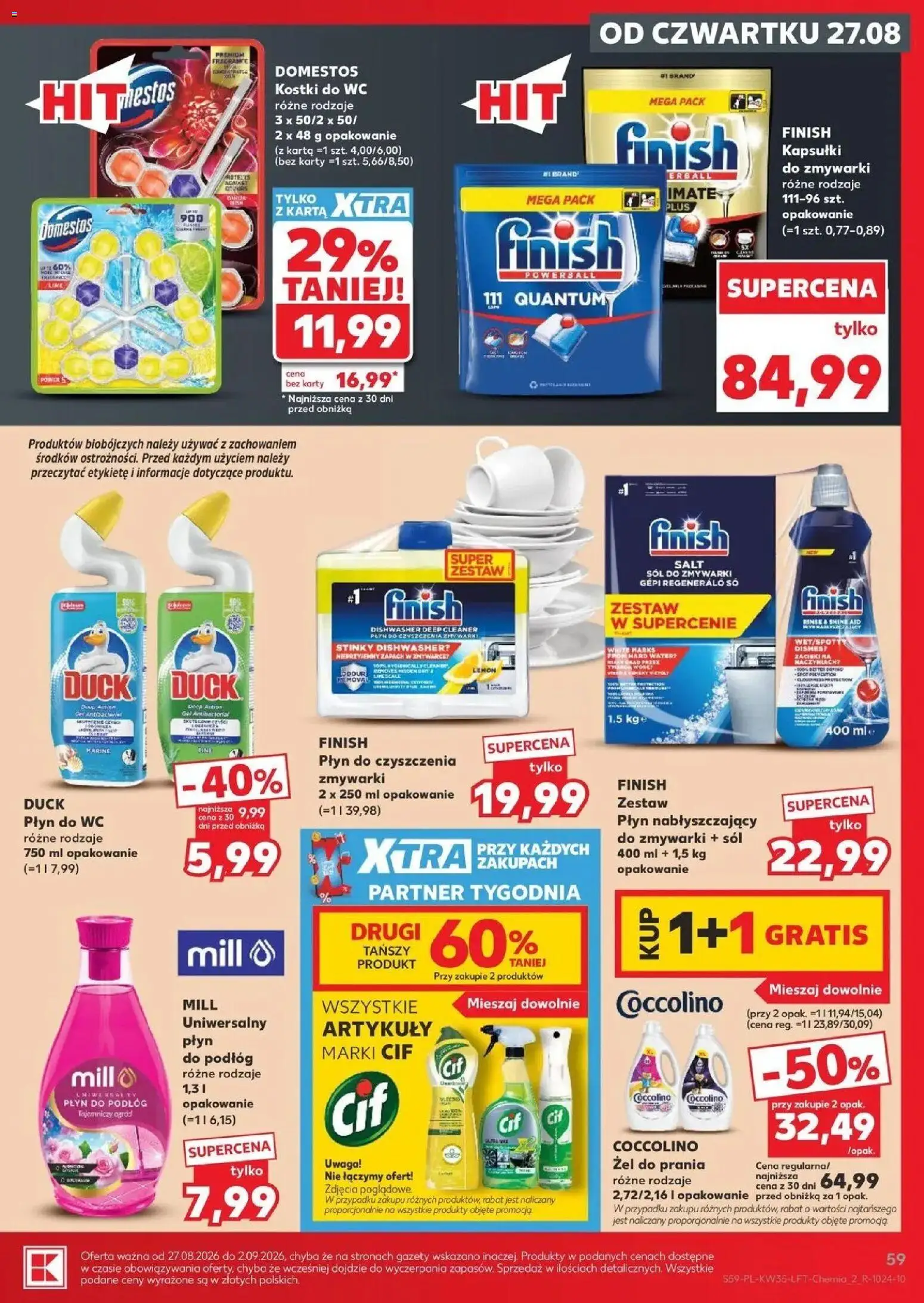 Kaufland gazetka od 27.08.2026 - od jutra PDF | Strona: 59 | Produkty: Karta, Cleaner, Coccolino, Płyn do czyszczenia zmywarki