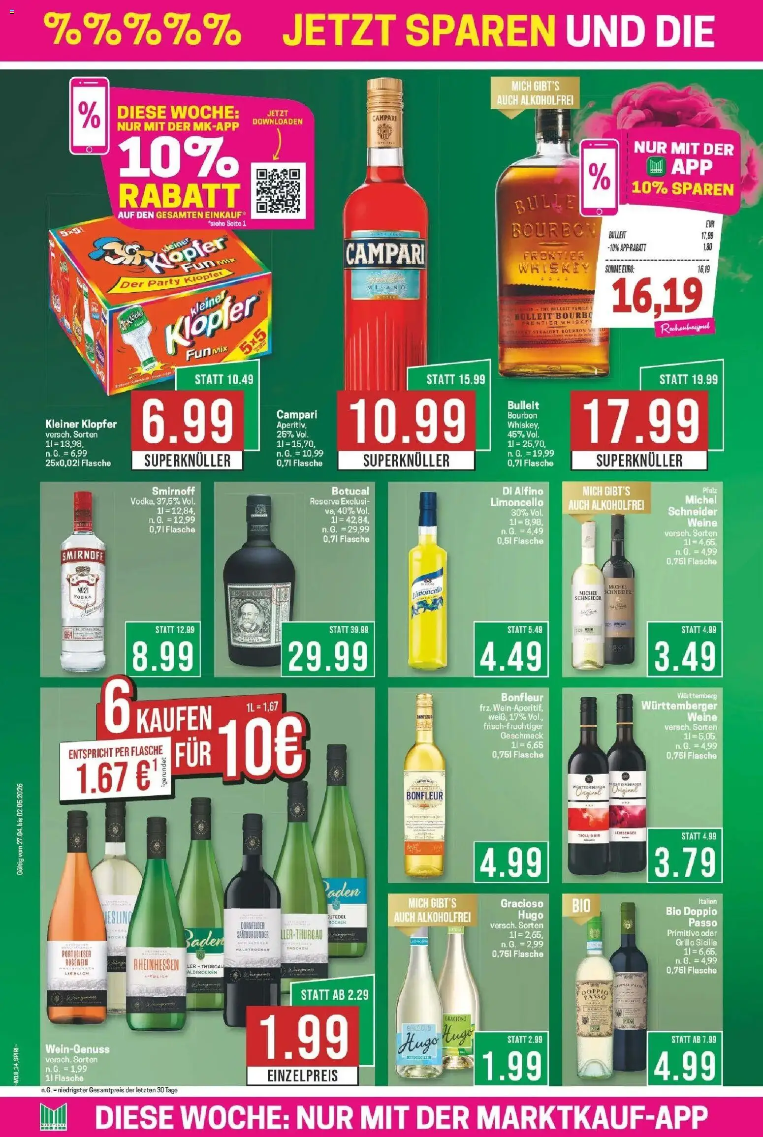 Marktkauf Prospekt Bad Salzuflen	 – gültig ab 27.04.2026 | Seite: 14 | Produkte: Rosewein, Campari, Vodka, Bourbon