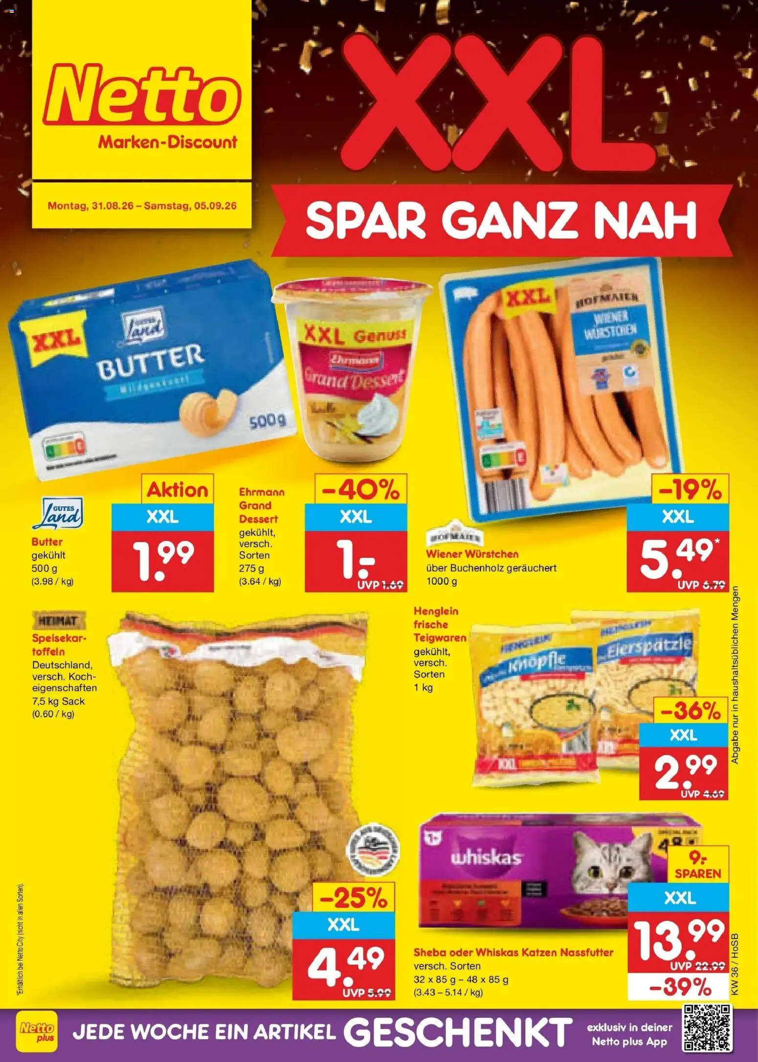 Netto Marken-Discount Prospekt Hannover (ab 31.08.2026) » Angebote | Seite: 1 | Produkte: Sheba, Wiener wurstchen, Butter, Whiskas