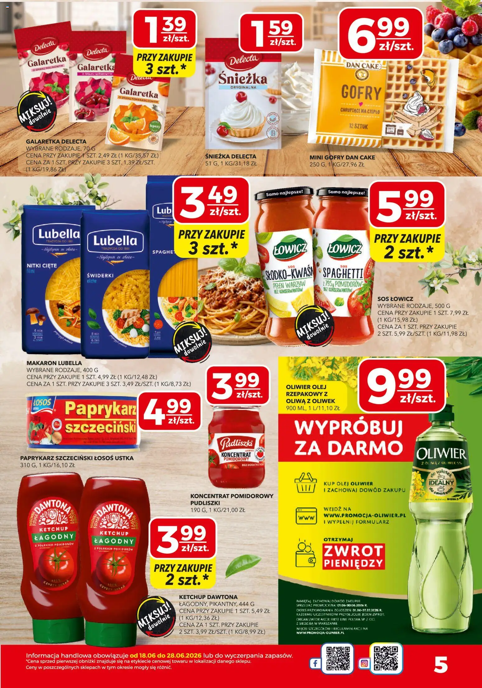 Top Market gazetka od 18.06.2026 | Strona: 5 | Produkty: Galaretka, Ketchup, Olej, Sos