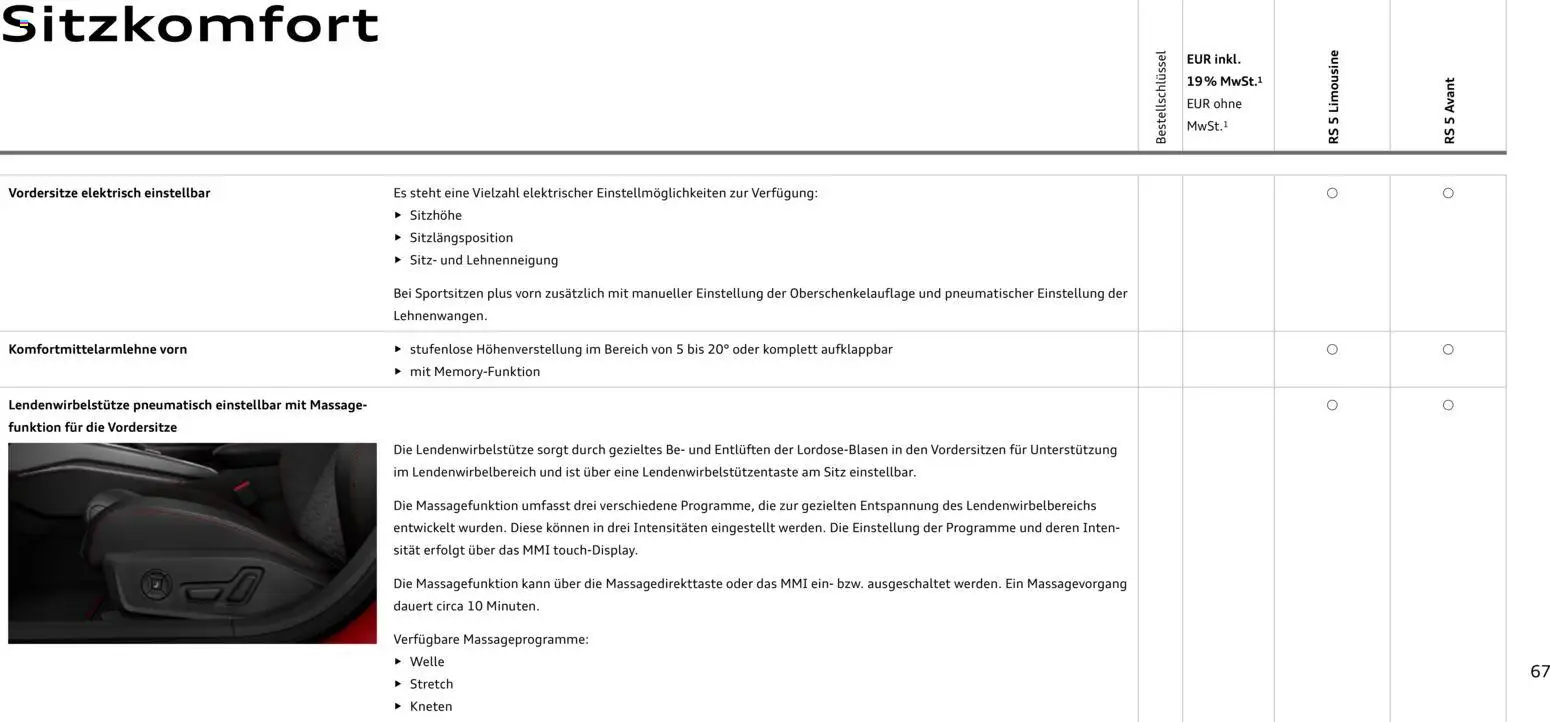 Audi RS 5 Limousine / RS 5 Avant – gültig ab 01.04.2026 | Seite: 67