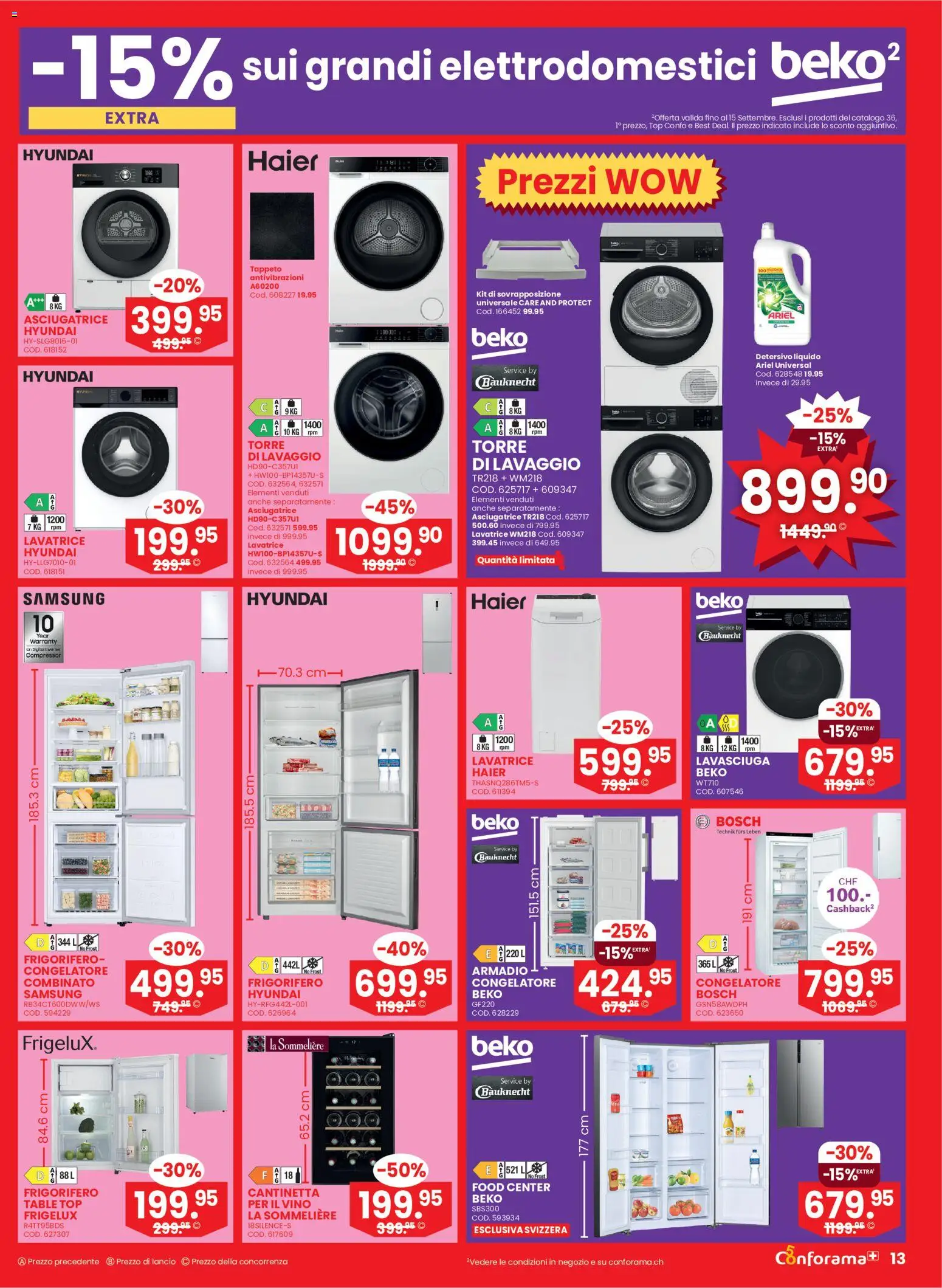 Conforama aktionen IT – gültig ab 09.09.2026 | Seite: 13 | Produkte: Top, Samsung, Bosch