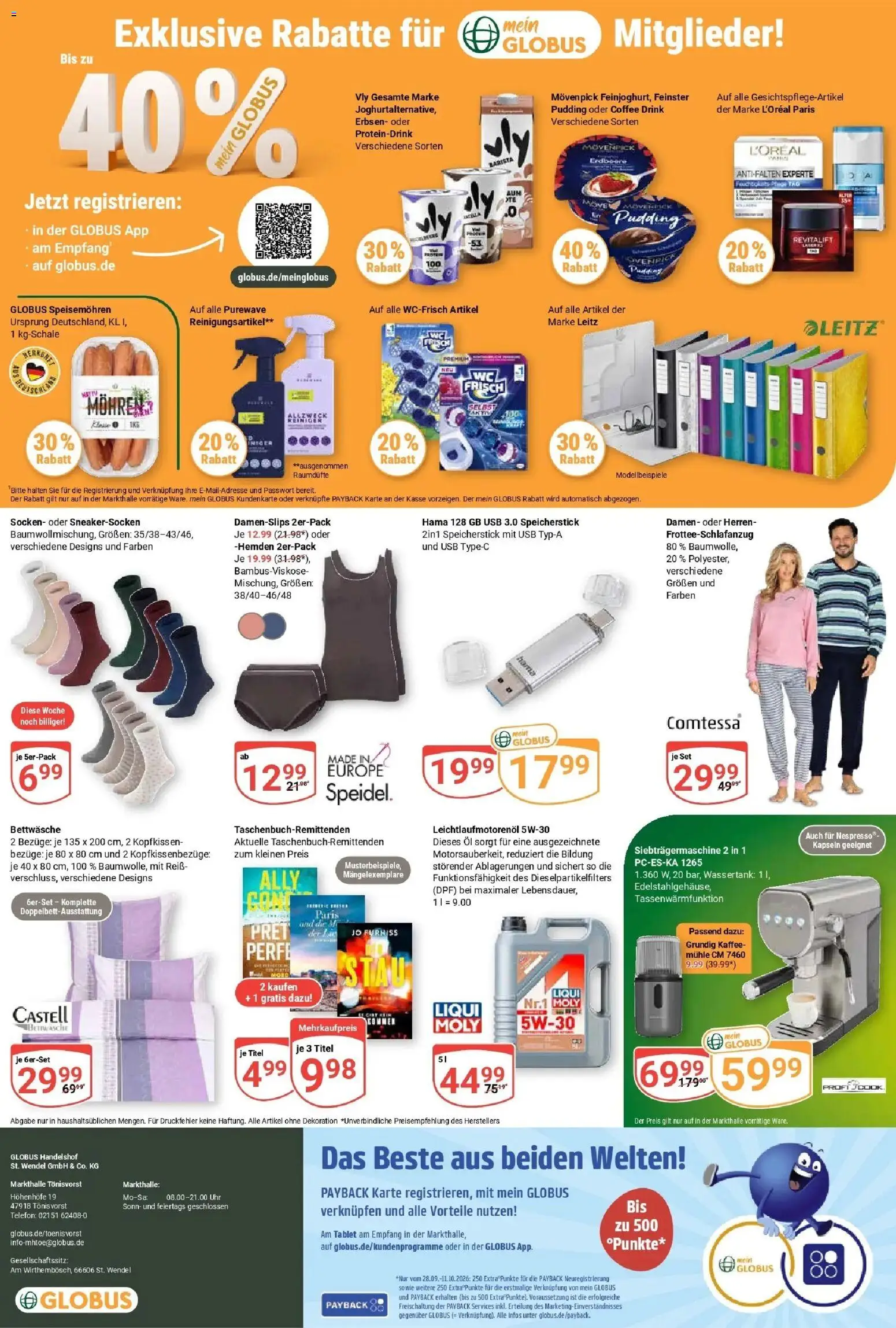 Globus Prospekt Tönisvorst (ab 28.09.2026) » Angebote online | Seite: 24 | Produkte: Kopfkissen, Erbsen, Uhr, Tablet