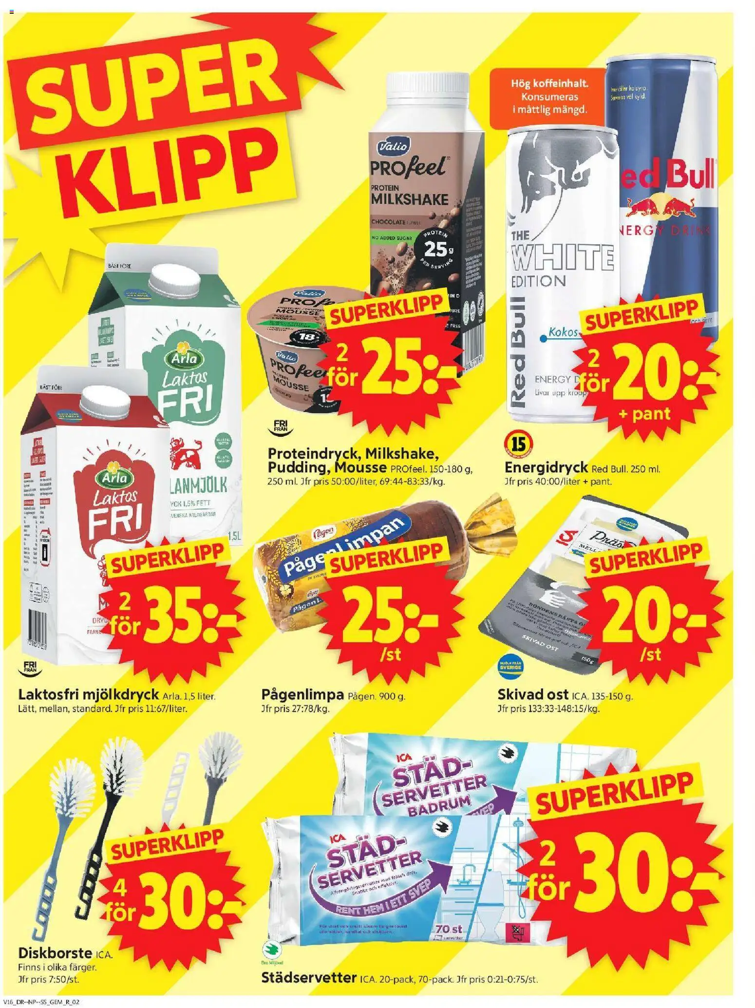 ICA Supermarket reklamblad aktuell från 13.04.2026 | Sida: 2 | Produkter: Red bull, Ost, Energidryck, Servetter
