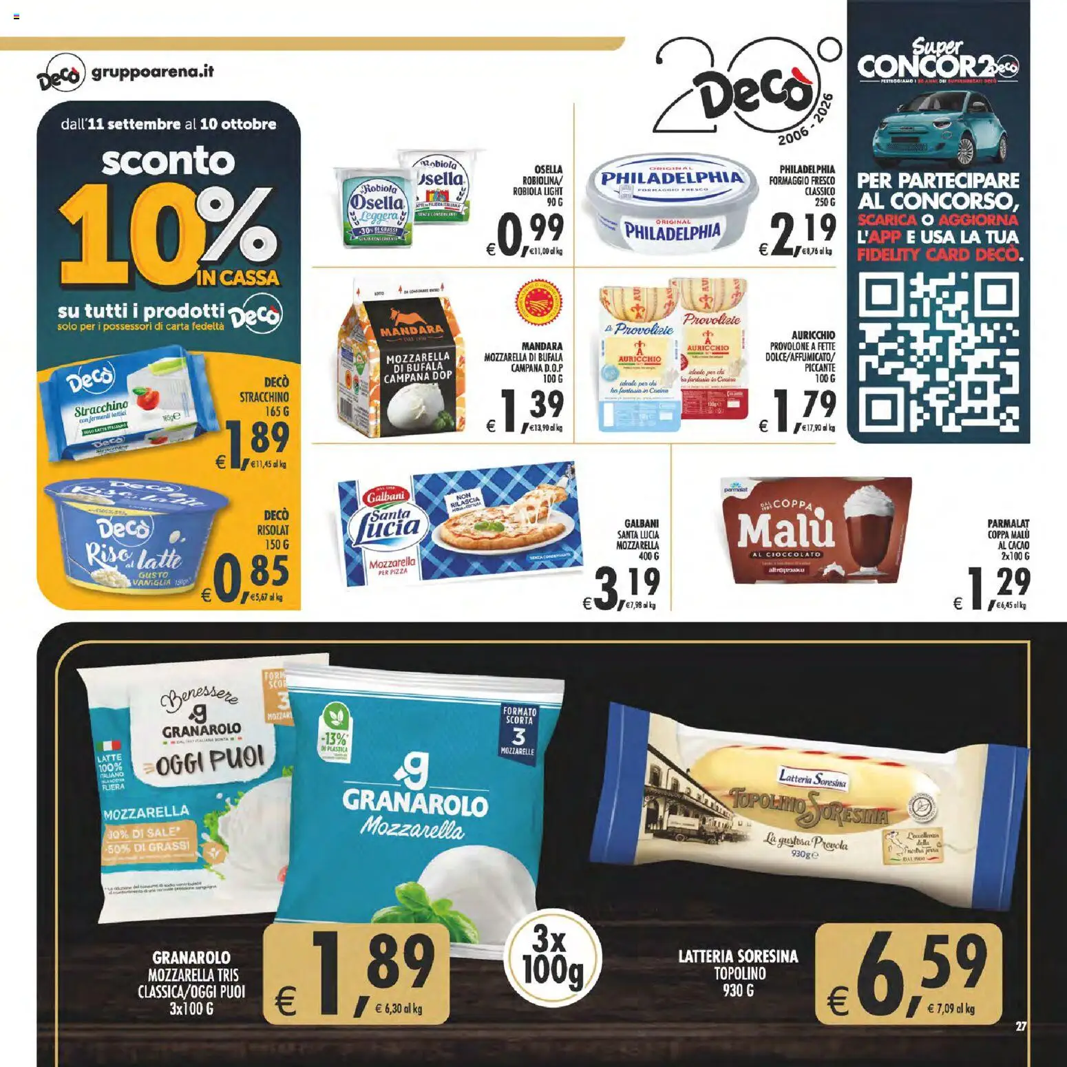 Volantino Decò del 22/09/2026 | Pagina: 27 | Prodotti: Vaniglia, Formaggio, Provola, Robiola