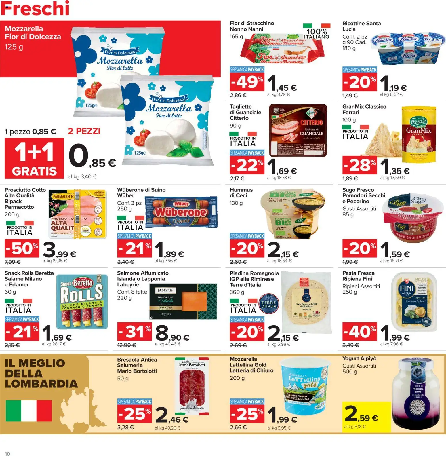 Volantino Carrefour del 20/08/2026 | Pagina: 10 | Prodotti: Yogurt, Suino, Dolcezza, Tortelloni