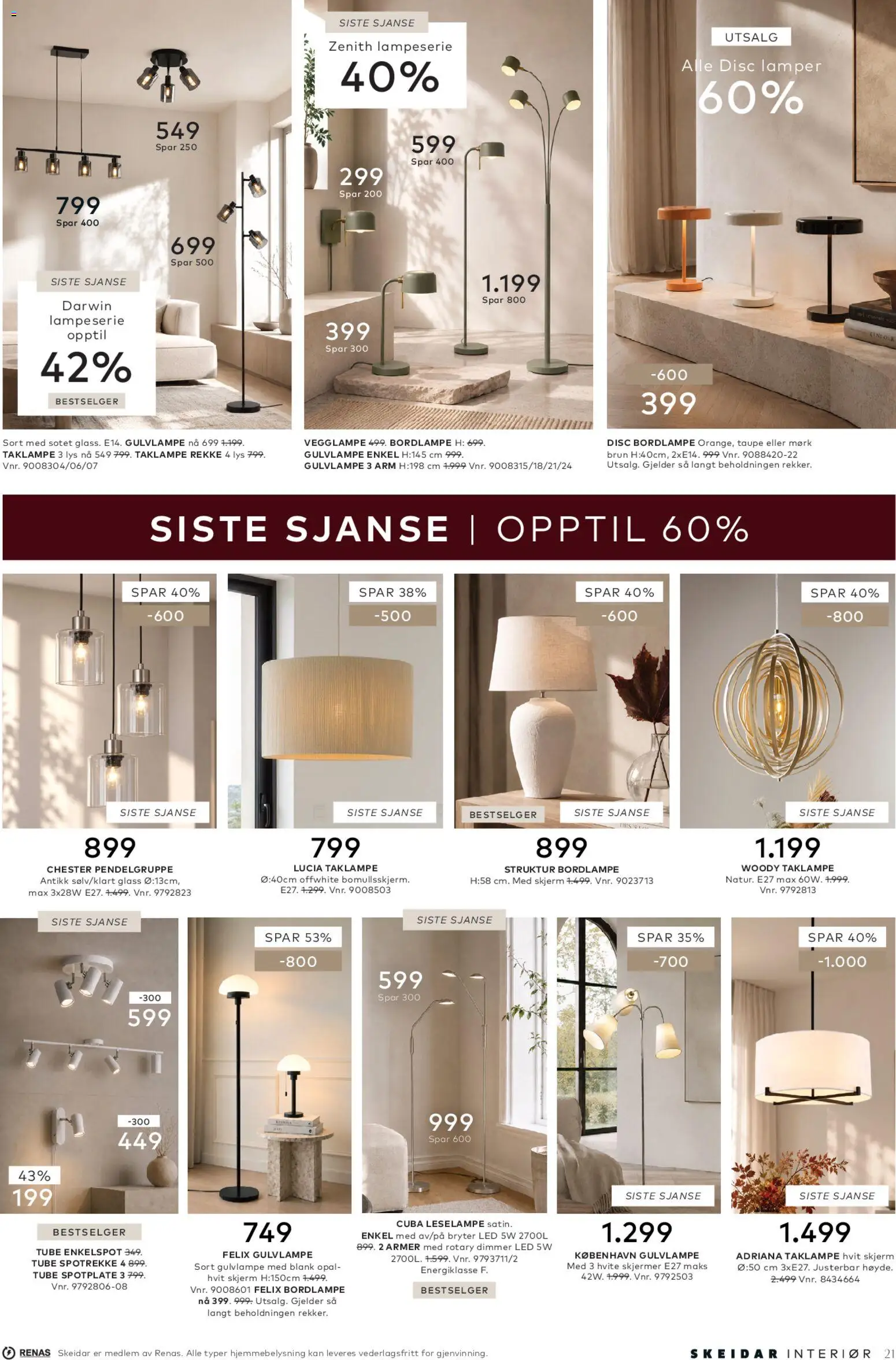 {H1} | Side: 21 | Produkter: Vegglampe, Taklampe, Glass, Bordlampe