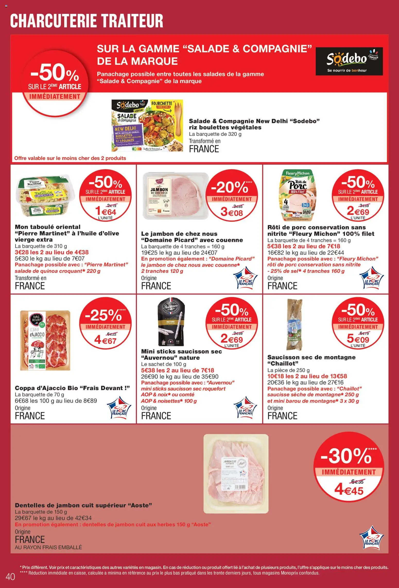 {H1} | Page: 40 | Produits: Salade, Saucisson, Rôti de porc, Saucisse