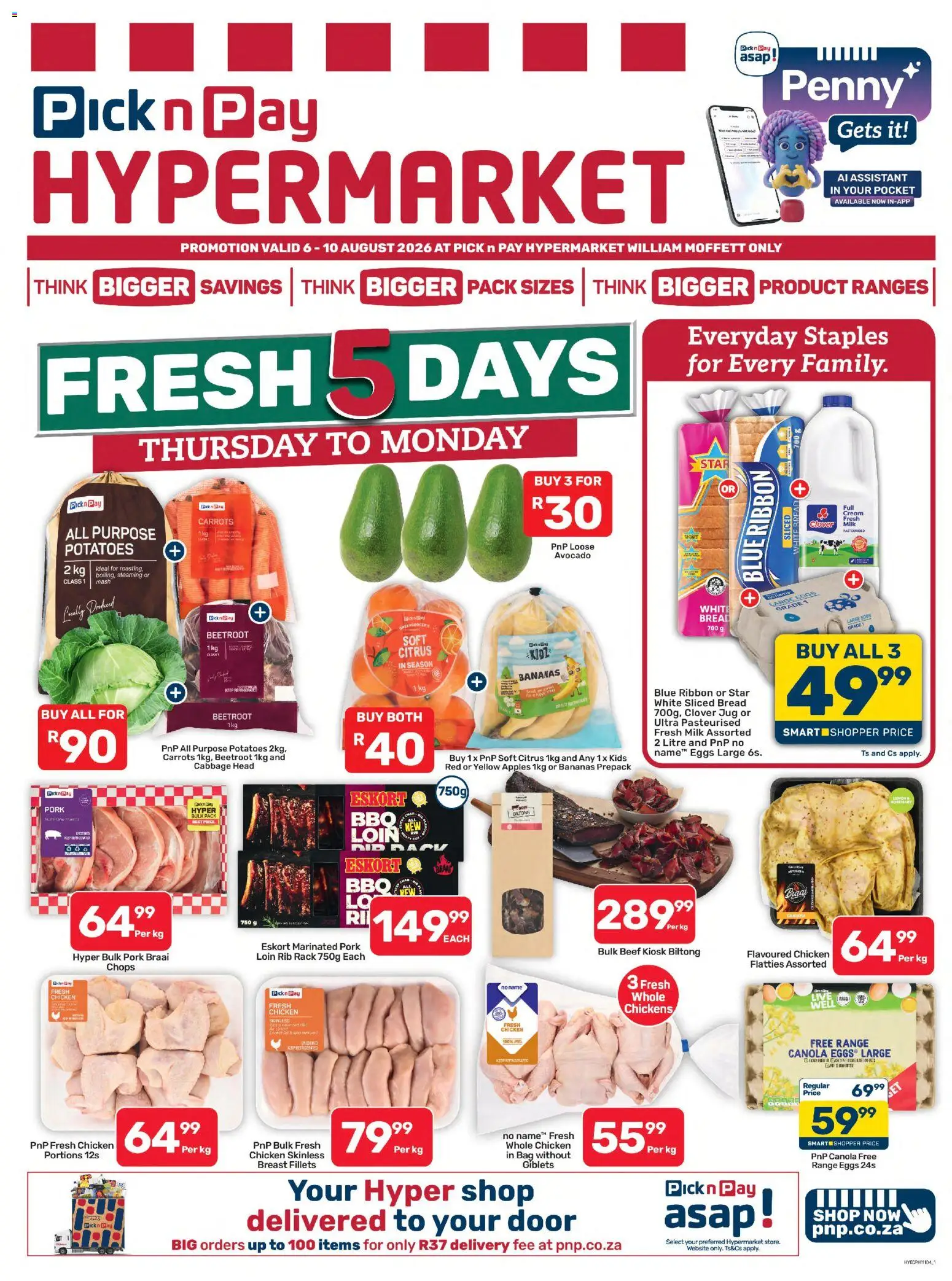 New Pick n Pay catalogue – valid from 06/08/2026 | Page: 1 | Products: Milk, Apples, Bananas, Cream