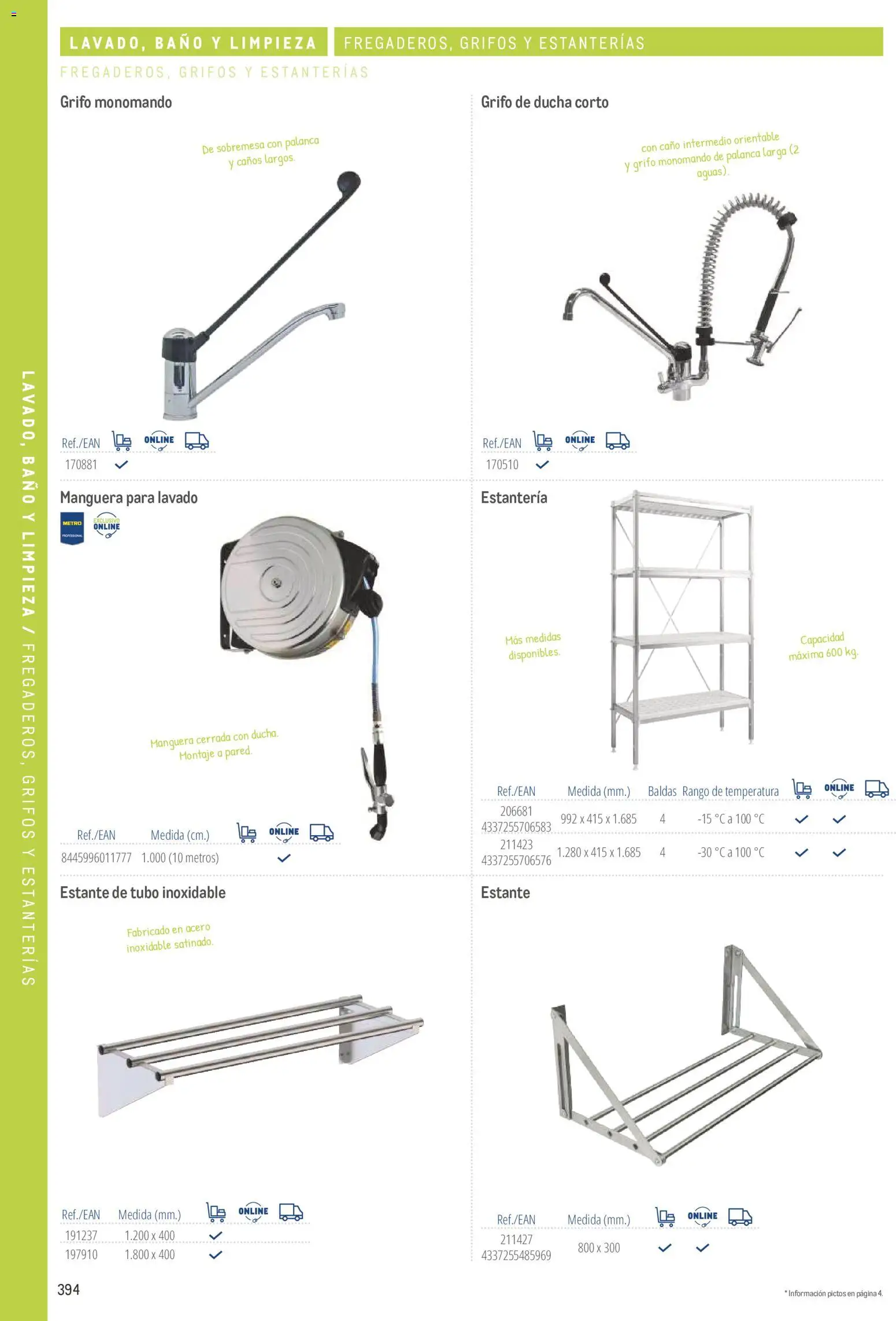 Makro catálogo │ válido desde el 19/06/2024 | Página: 394 | Productos: Estantería, Manguera, Estante, Baño