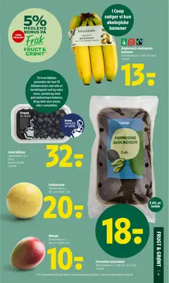 Änglamark økologiske bananer, Udenlandske, kl. I. Bdt-pris 13,00. 1 bundt. gyldig fra 14.05.2026 | Side: 9