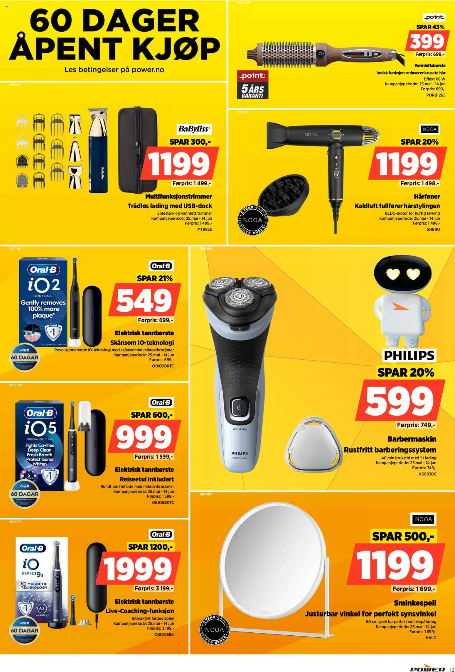 {H1} | Side: 13 | Produkter: Tannbørste, Barbermaskin, Суміш дитяча, Speil