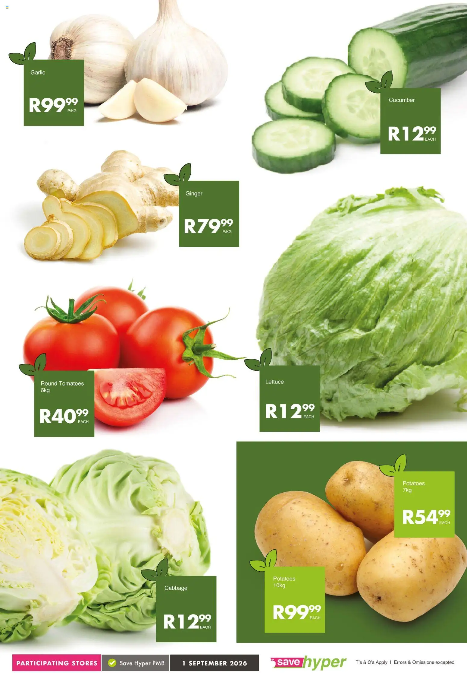 New Save catalogue – valid from 01/09/2026 | Page: 5 | Products: Potatoes, Garlic, Lettuce, Peach